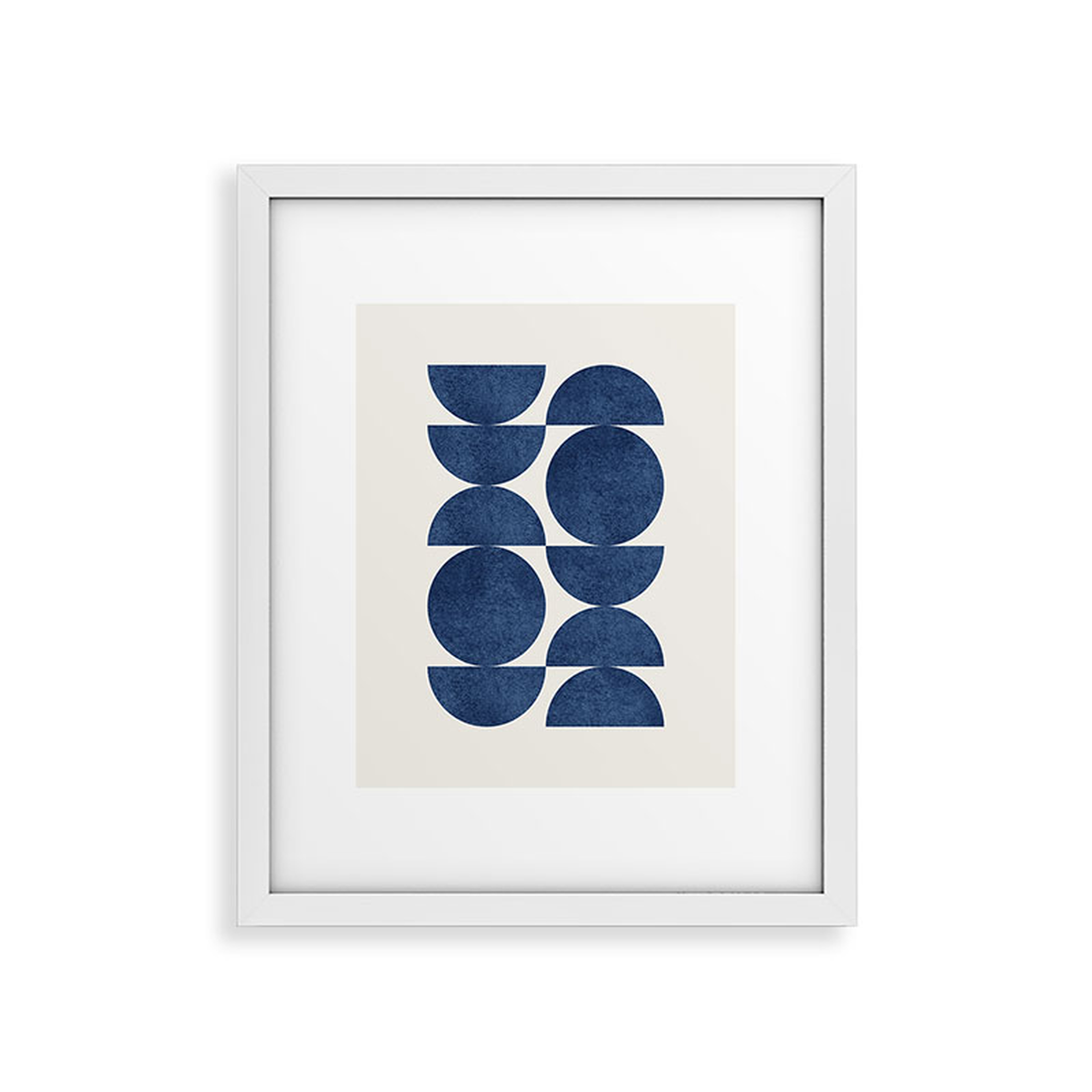 Blue Navy Retro Scandinavian Mid Century by MoonlightPrint - Modern Framed Art Print White 16" x 20" - Wander Print Co.