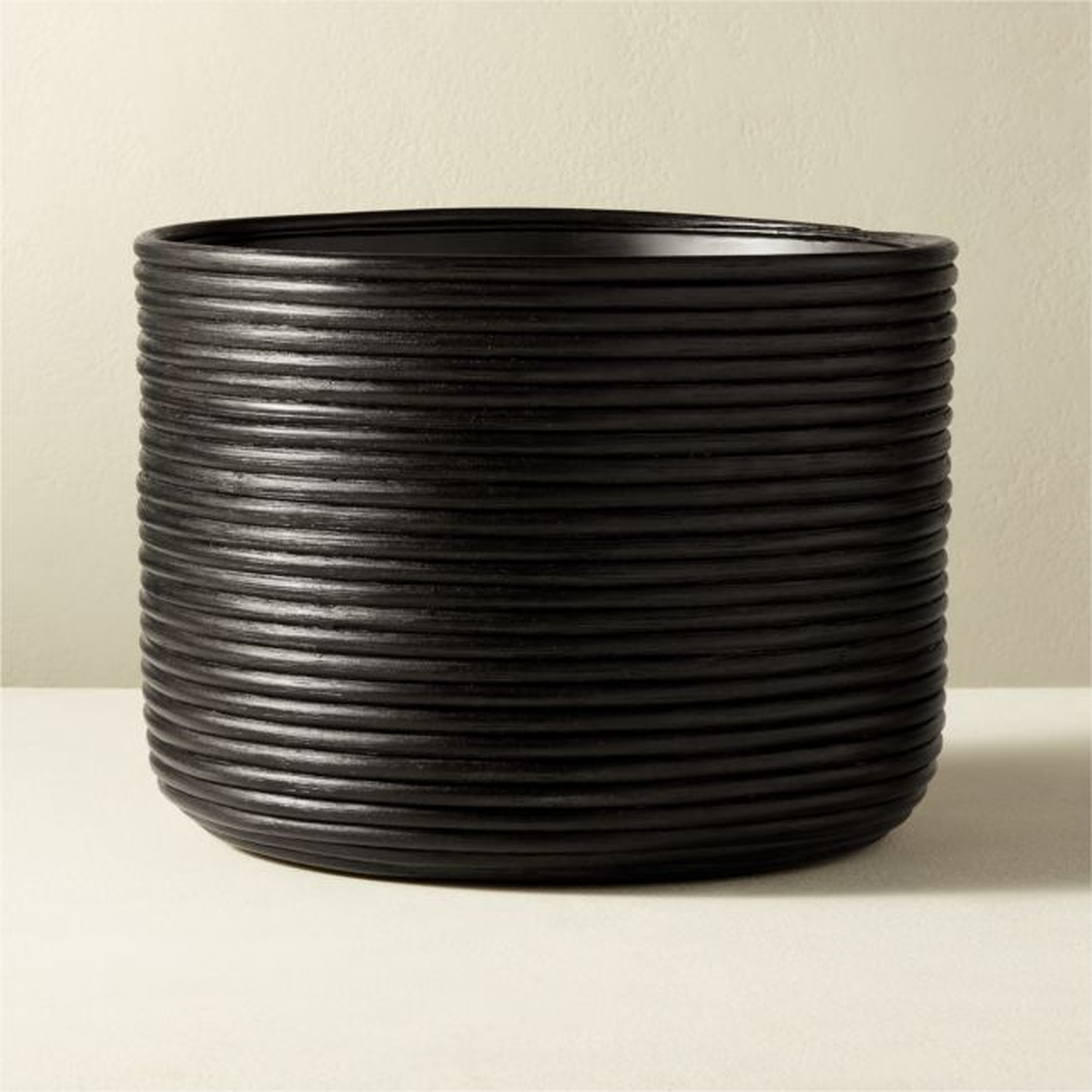 Basket Rattan Planter, Medium, Black - CB2