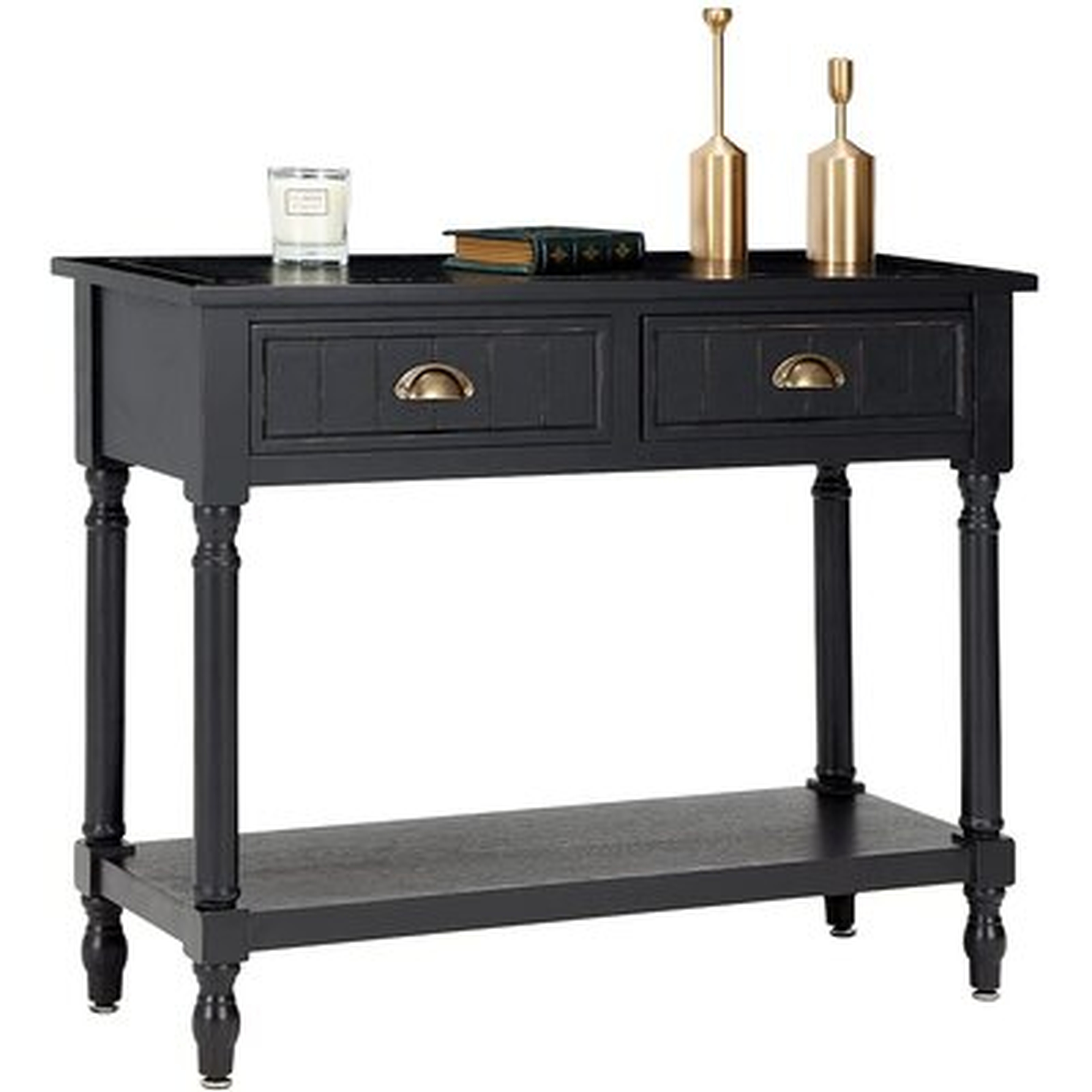 Console Table,Vintage Entry Table With 2 Drawers And Storage Shelf, Sofa Table For Entryway Hallway Living Room Bedroom, 35.4" Table, Black - Wayfair