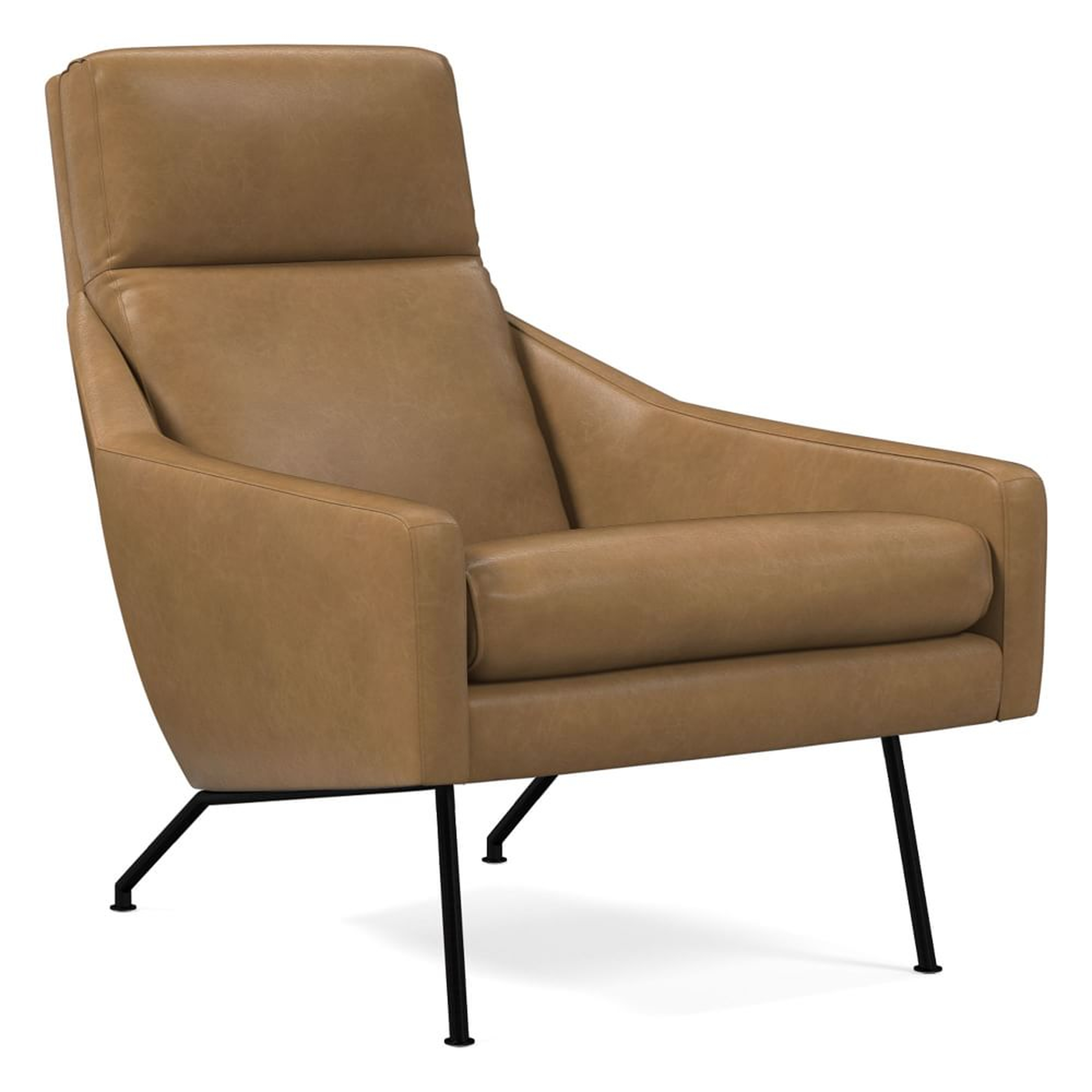 Austin Stationary Chair, Poly, Ludlow Leather, Sesame, Dark Pewter - West Elm