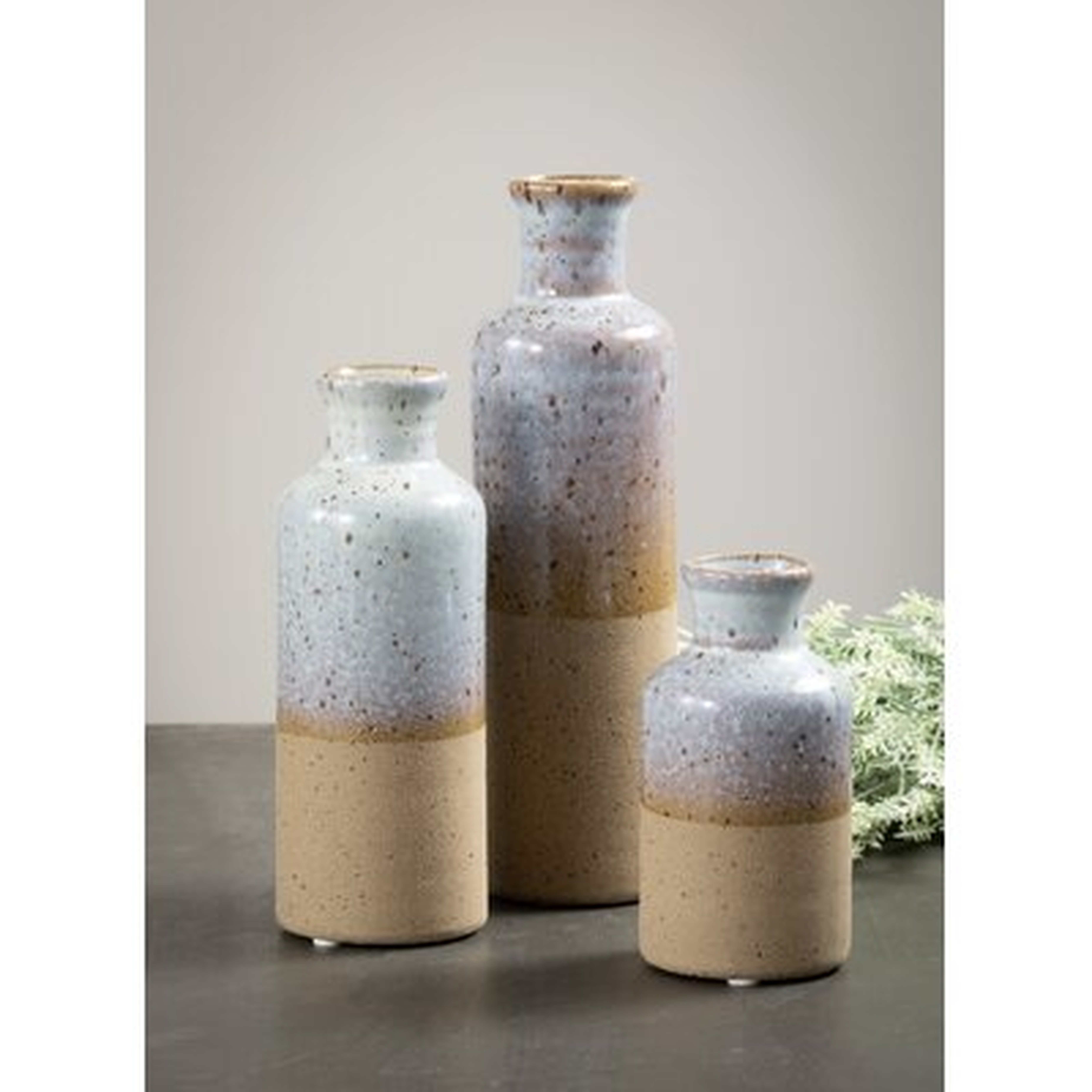 3 Piece Keisha Gray/Brown Indoor / Outdoor Ceramic Table Vase Set - Wayfair