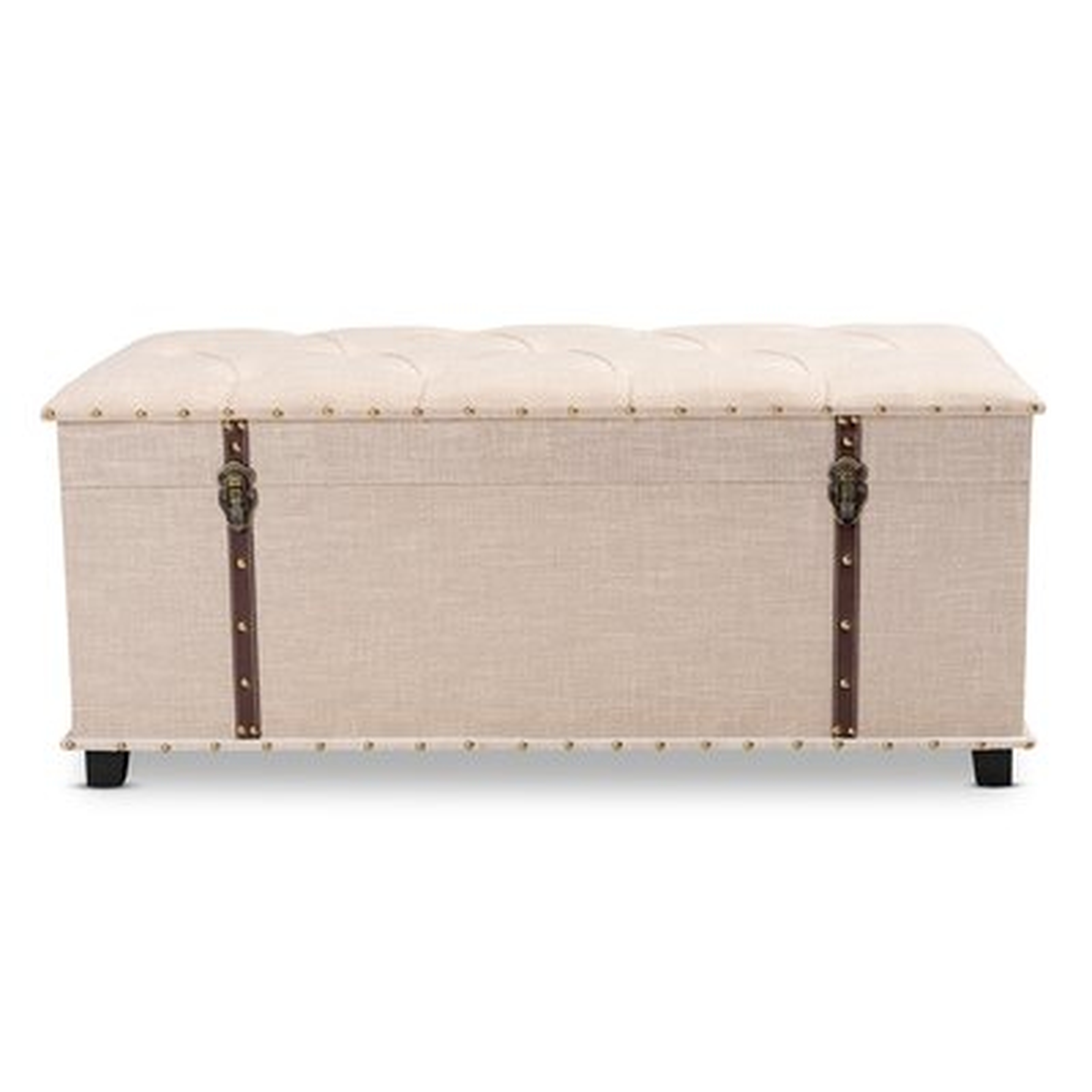 MoretinMarsh Vintage Inspired Upholstered Storage Trunk Tufted Ottoman - Wayfair