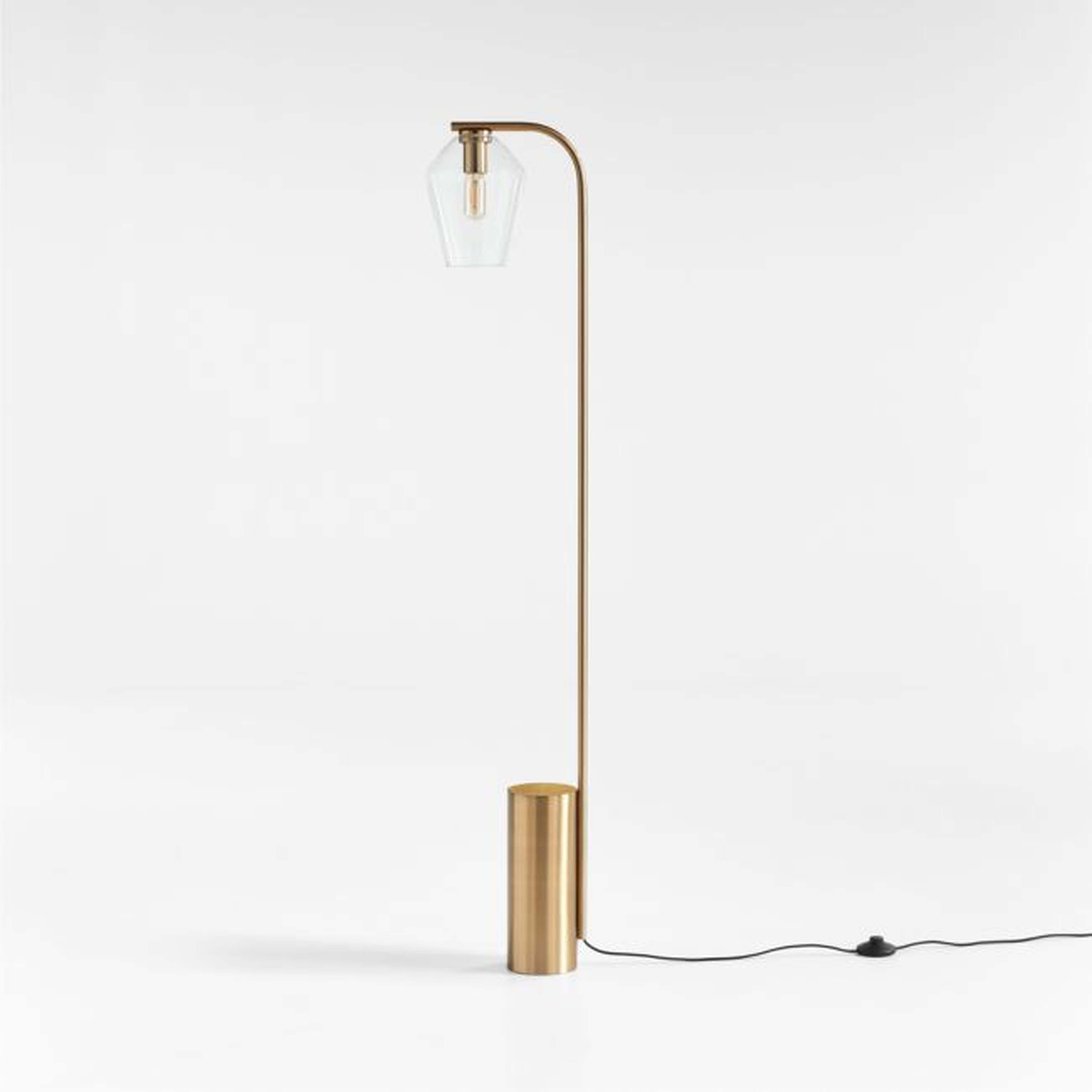 Arren Brass Floor Lamp with Clear Angled Shade - Crate and Barrel