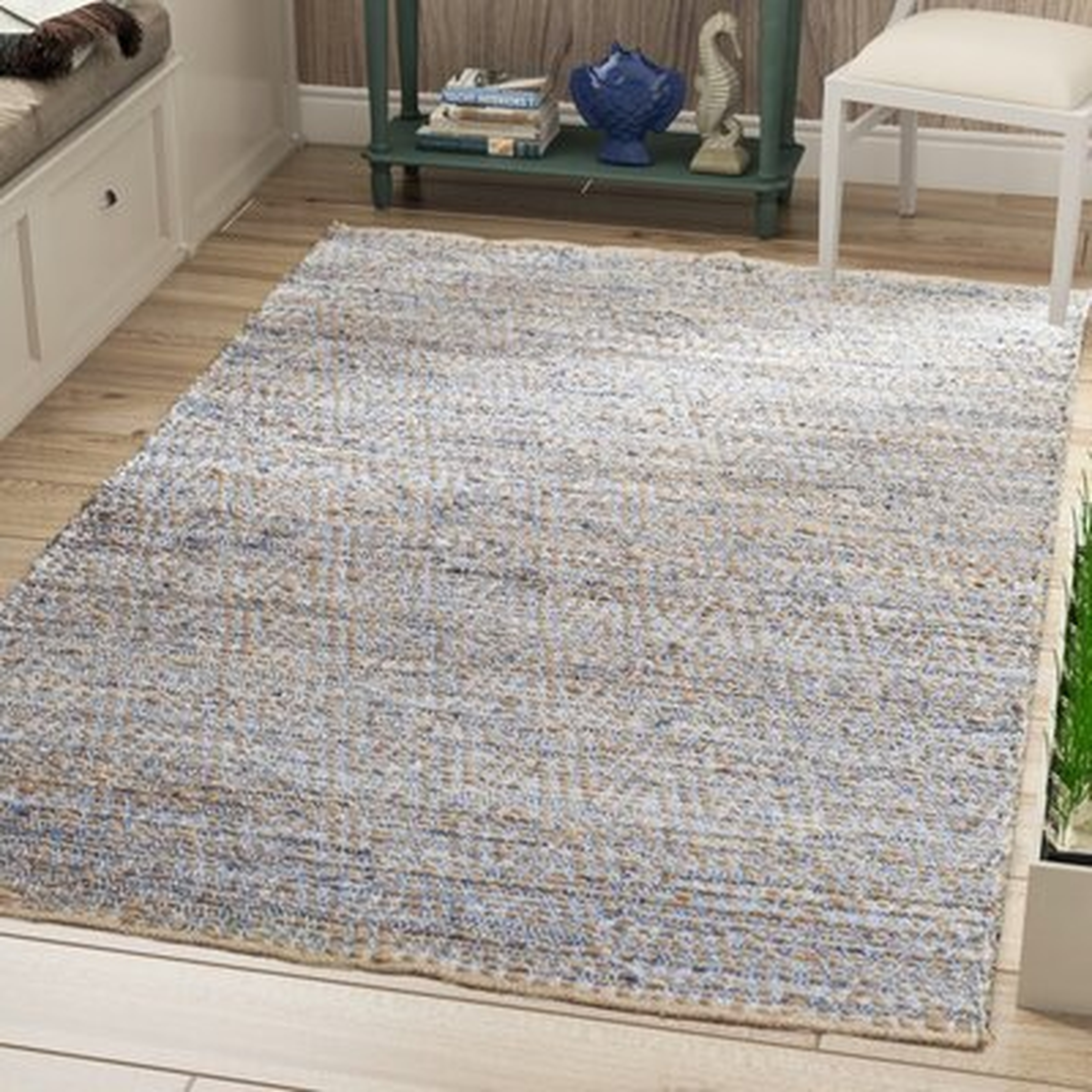 Arria Handmade Flatweave Jute Natural/Blue Area Rug - Wayfair