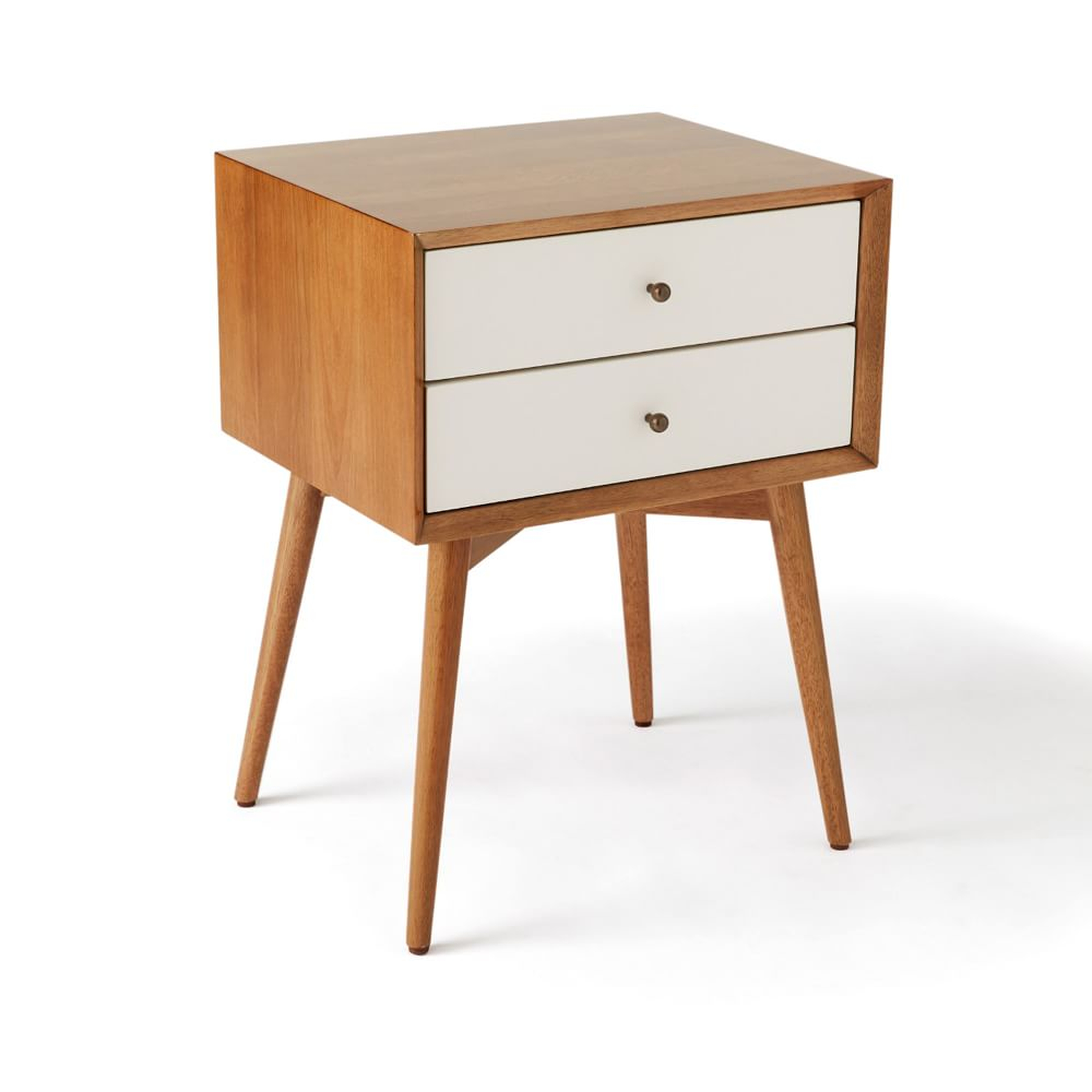 Mid-Century (17.5") Nightstand, White Lacquer/Acorn - West Elm