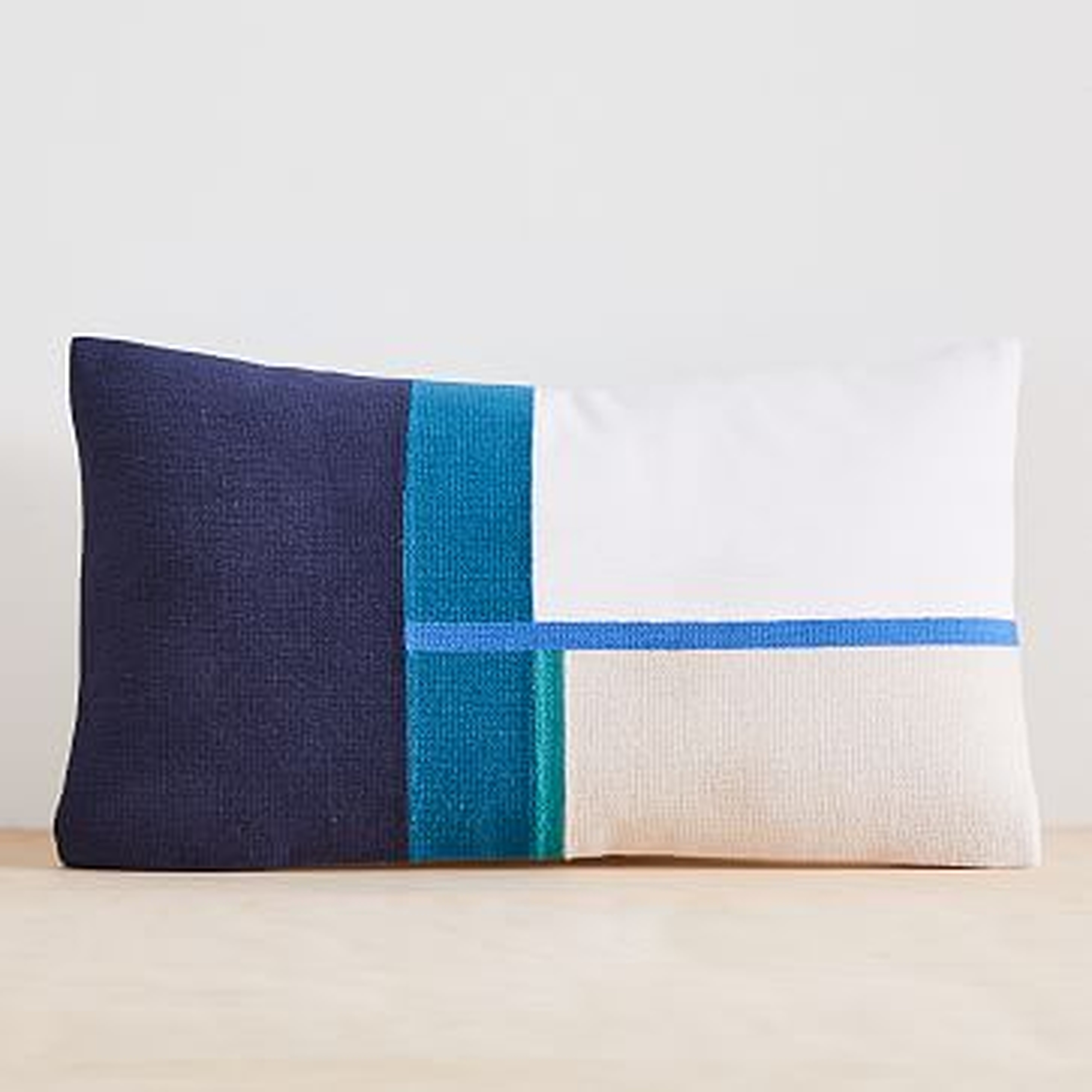 Modernist Color Block Pillow Cover, Set of 2, Midnight, 12"x21" - West Elm