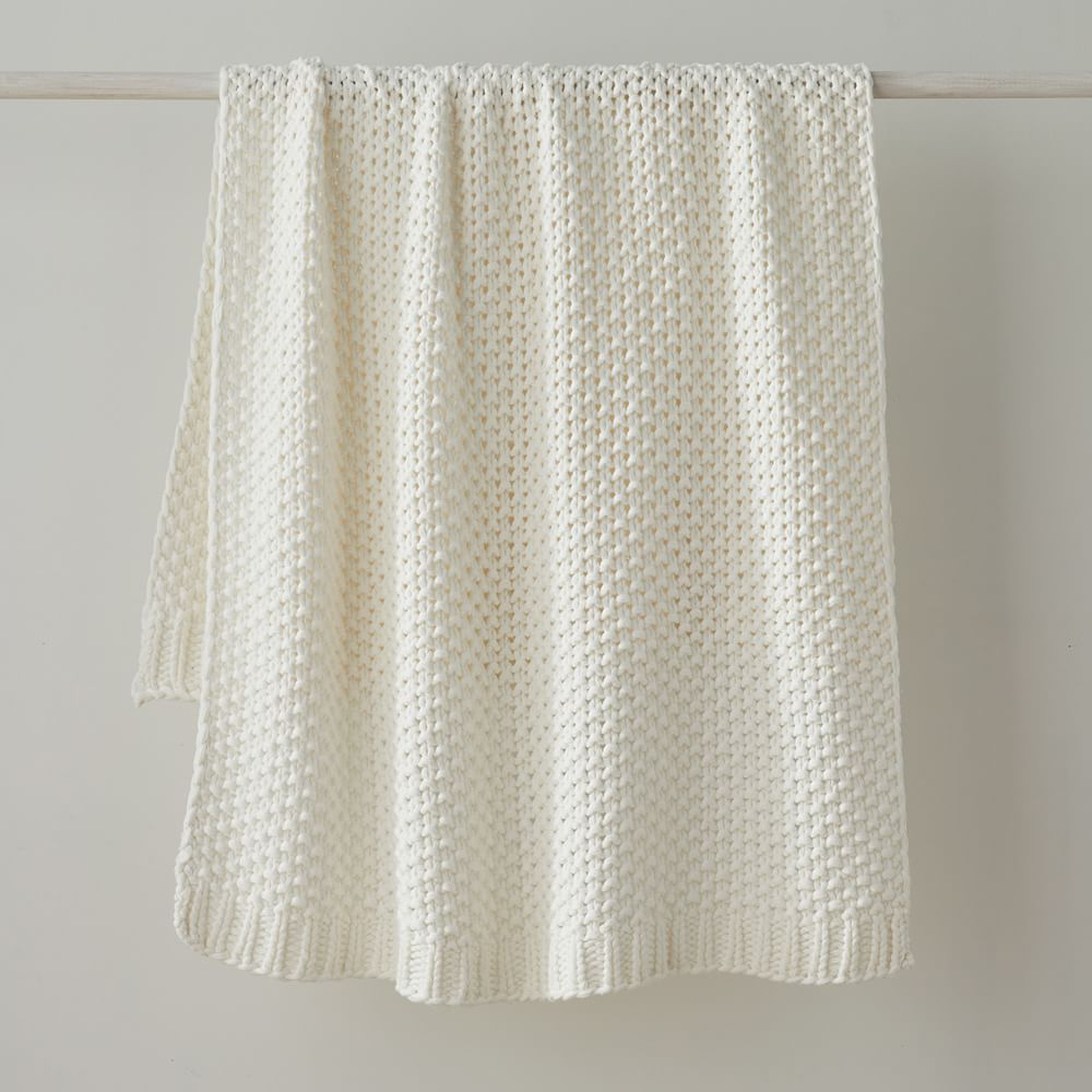 Chunky Cotton Knit Throw, 50"x60, Alabaster - West Elm