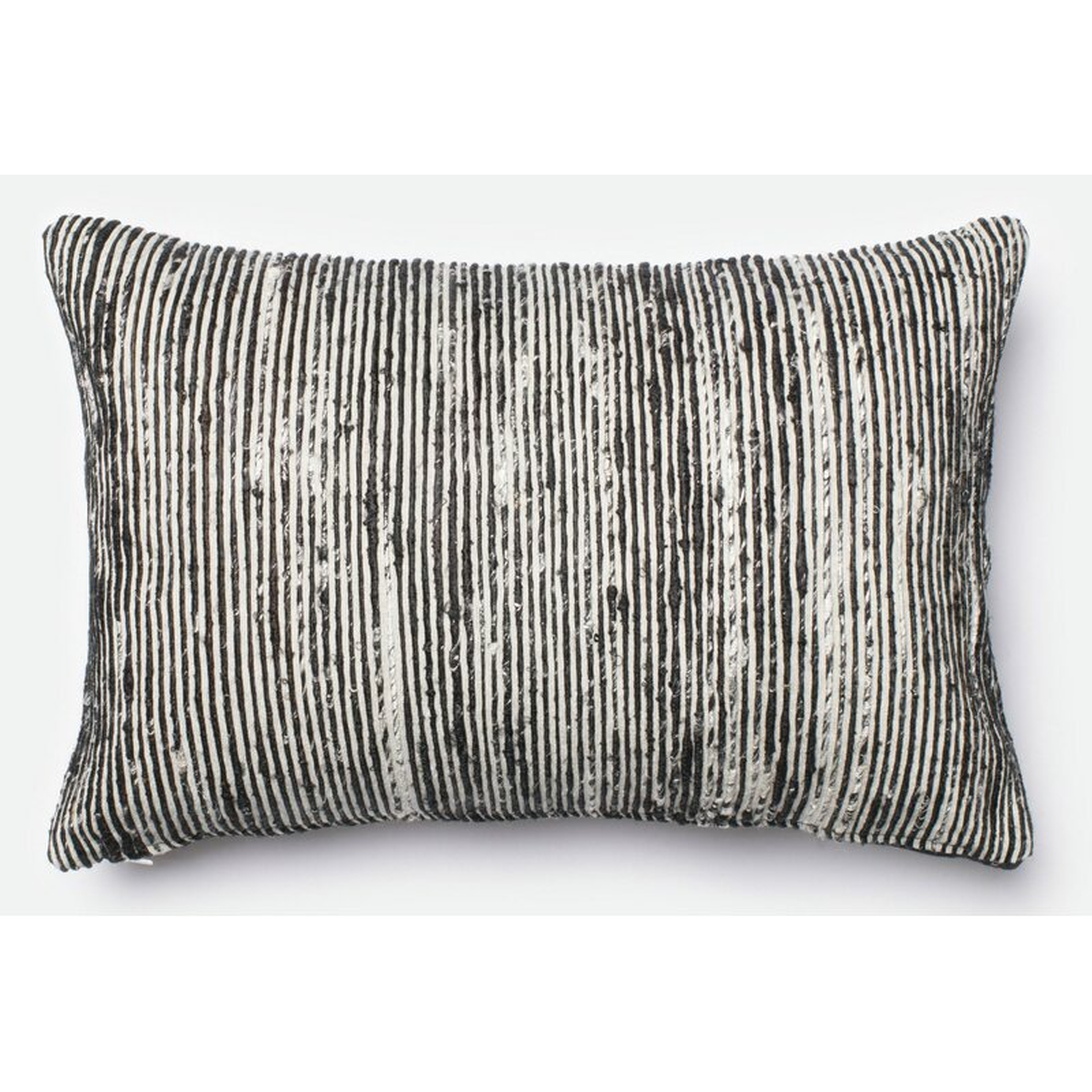 Silk Down Striped Lumbar Pillow Color: Black/Multi - Perigold