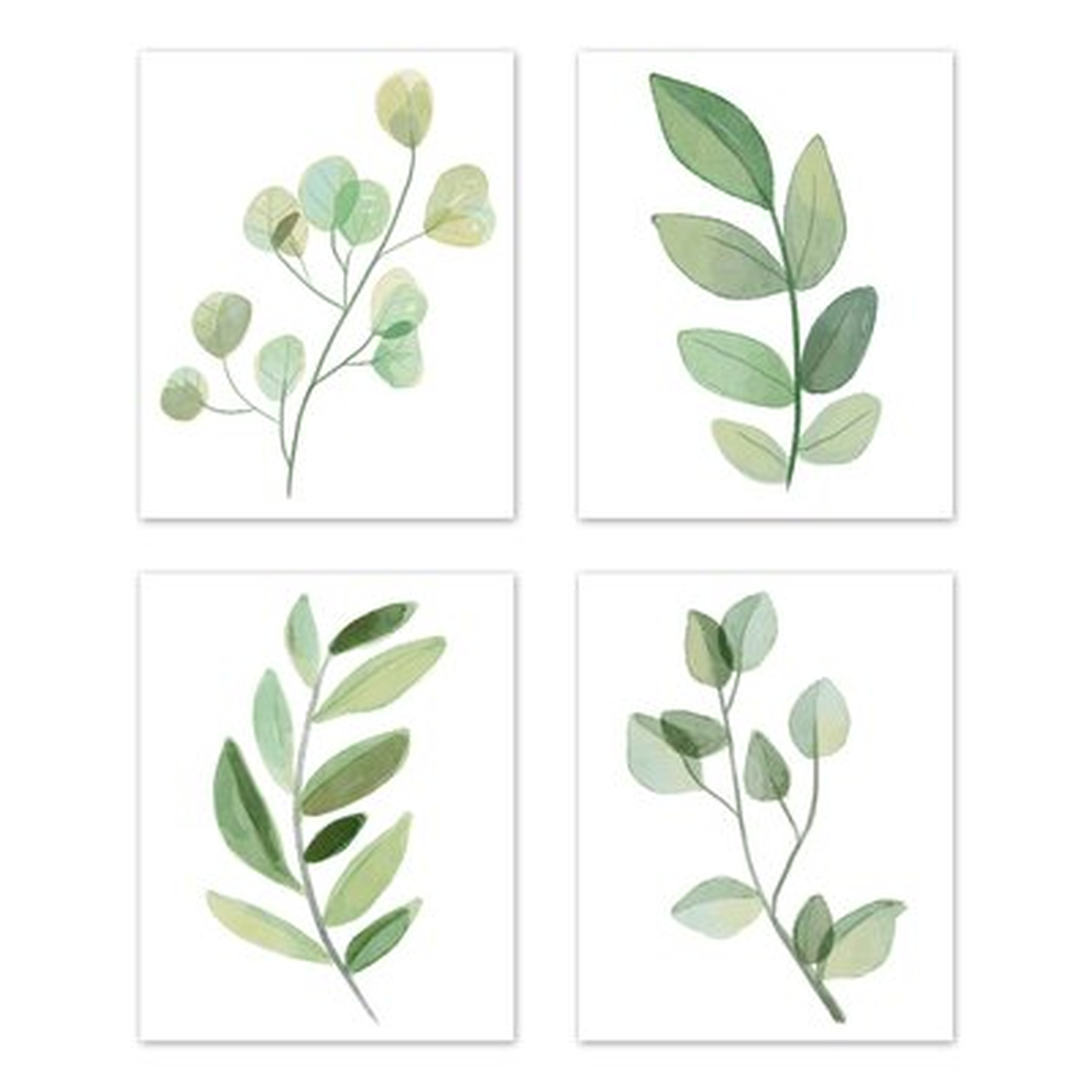 Botanical Single Flower Art Paper Print (Set Of 4) By Sweet Jojo Designs in , Green - Wayfair