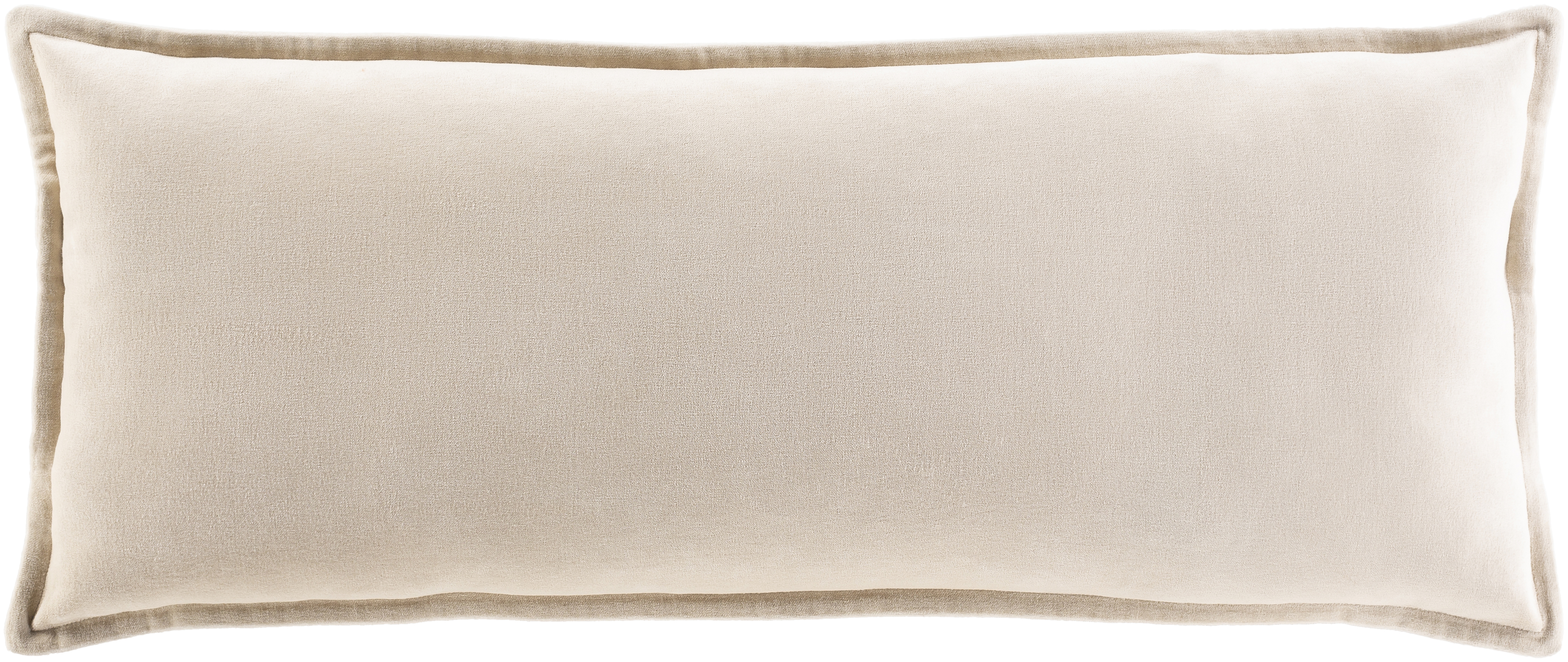 Cotton Velvet Lumbar Pillow, 30" x 12", Beige - Surya