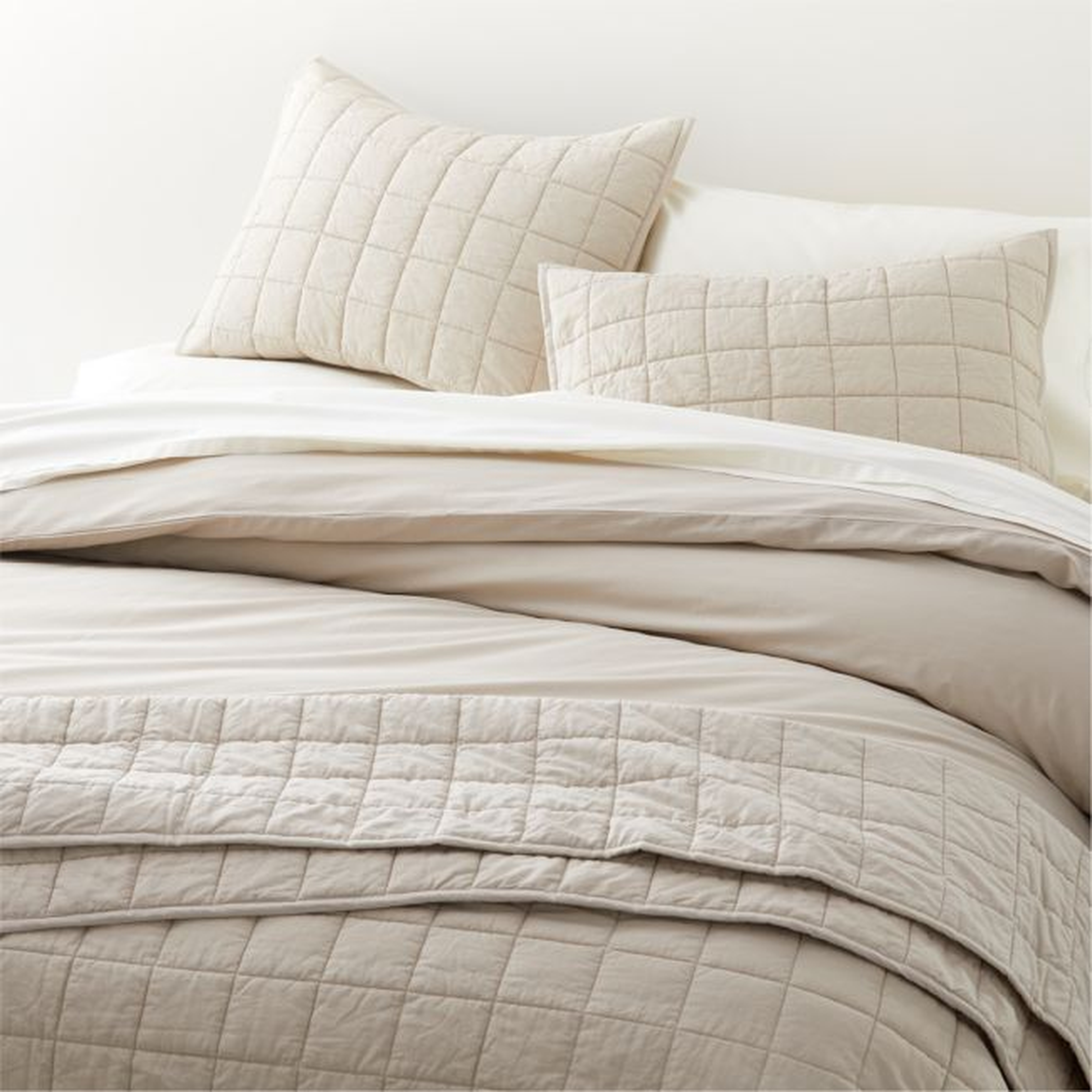 Mellow Beige Cotton King Quilt - Crate and Barrel