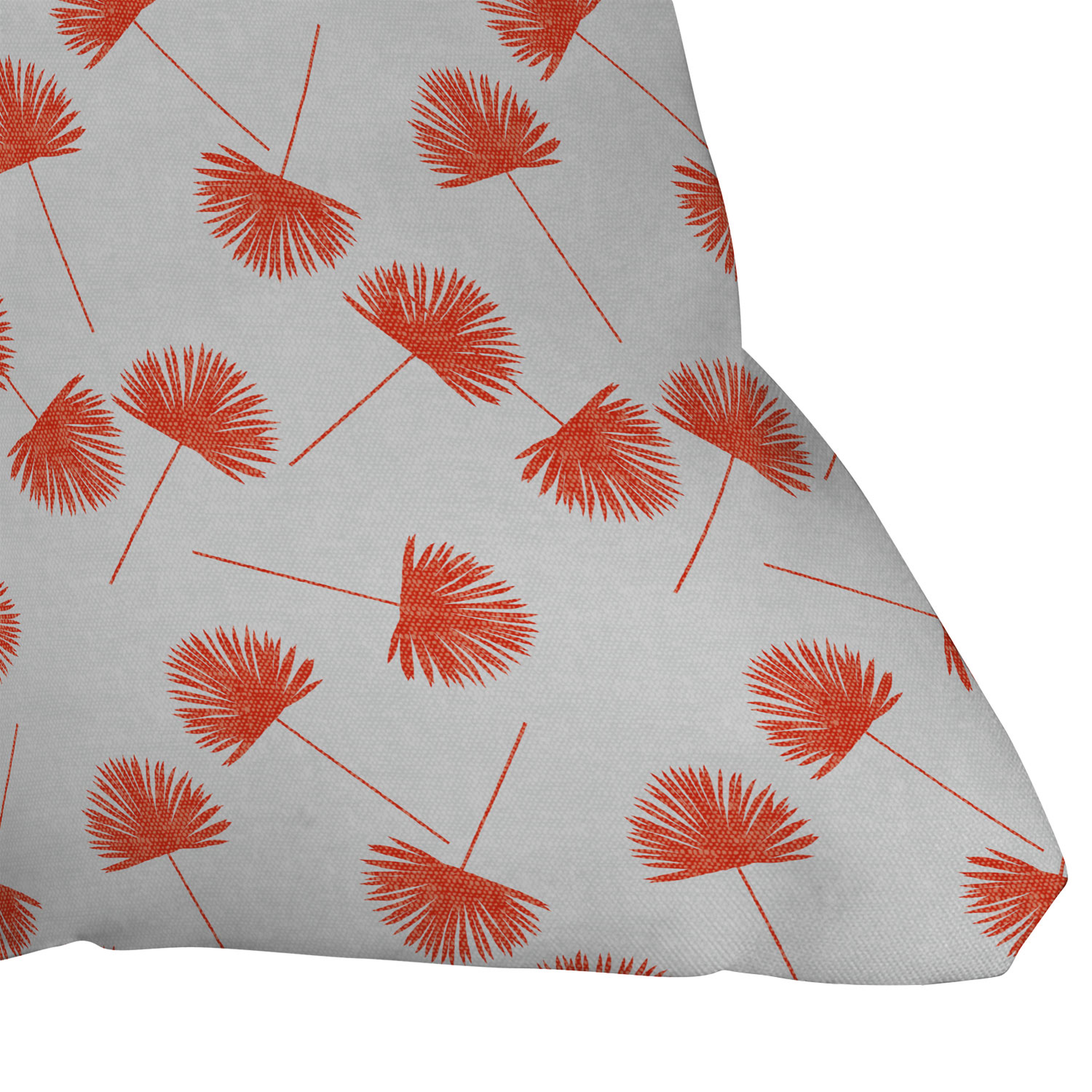 Woven Fan Palm In Orange by Little Arrow Design Co - Outdoor Throw Pillow 20" x 20" - Wander Print Co.
