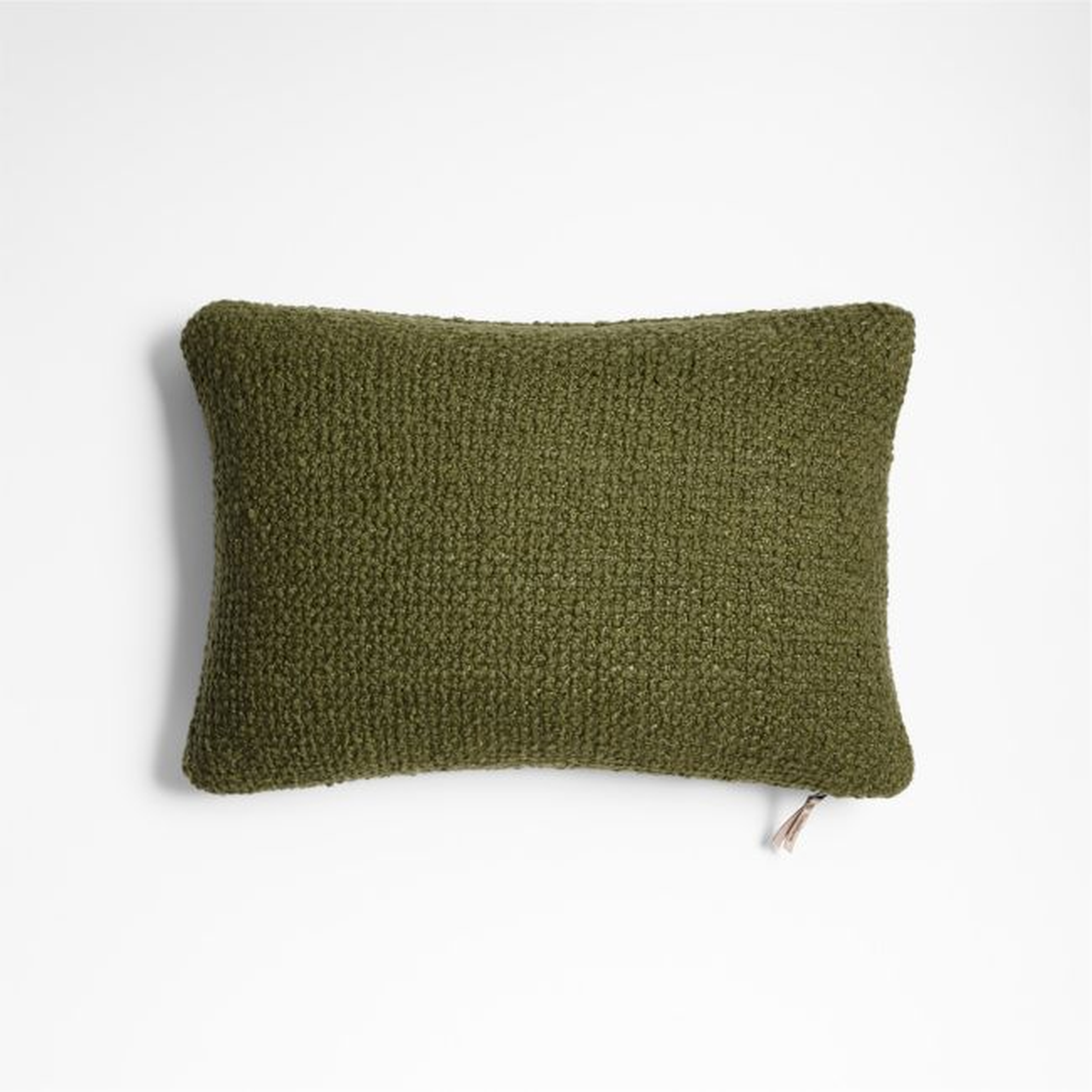 Wool Boucle 22"x15" Oregano Green Throw Pillow Cover by Laura Kim - Crate and Barrel