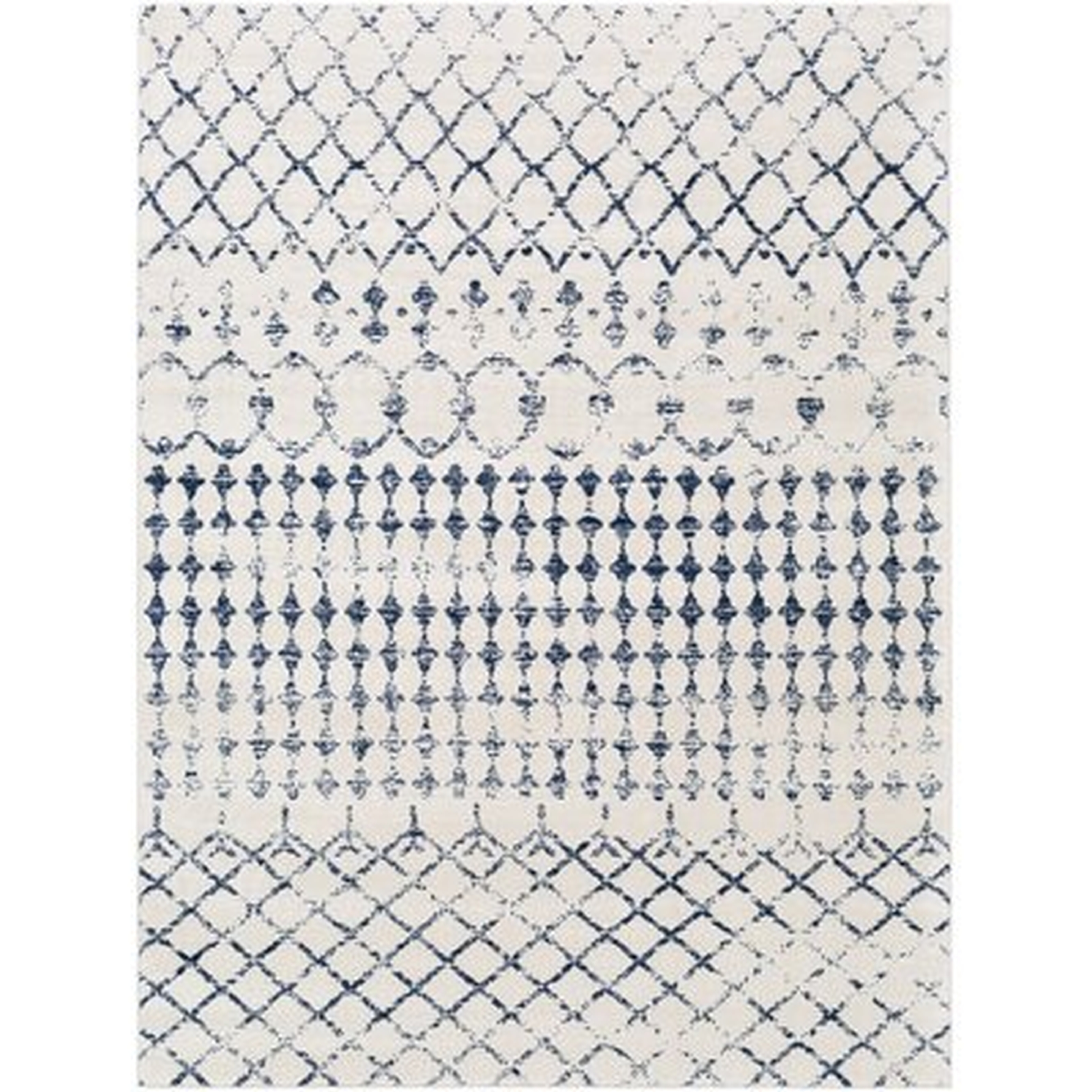Warlick Dark Blue & White Rug, 7'10" x 10' - Wayfair