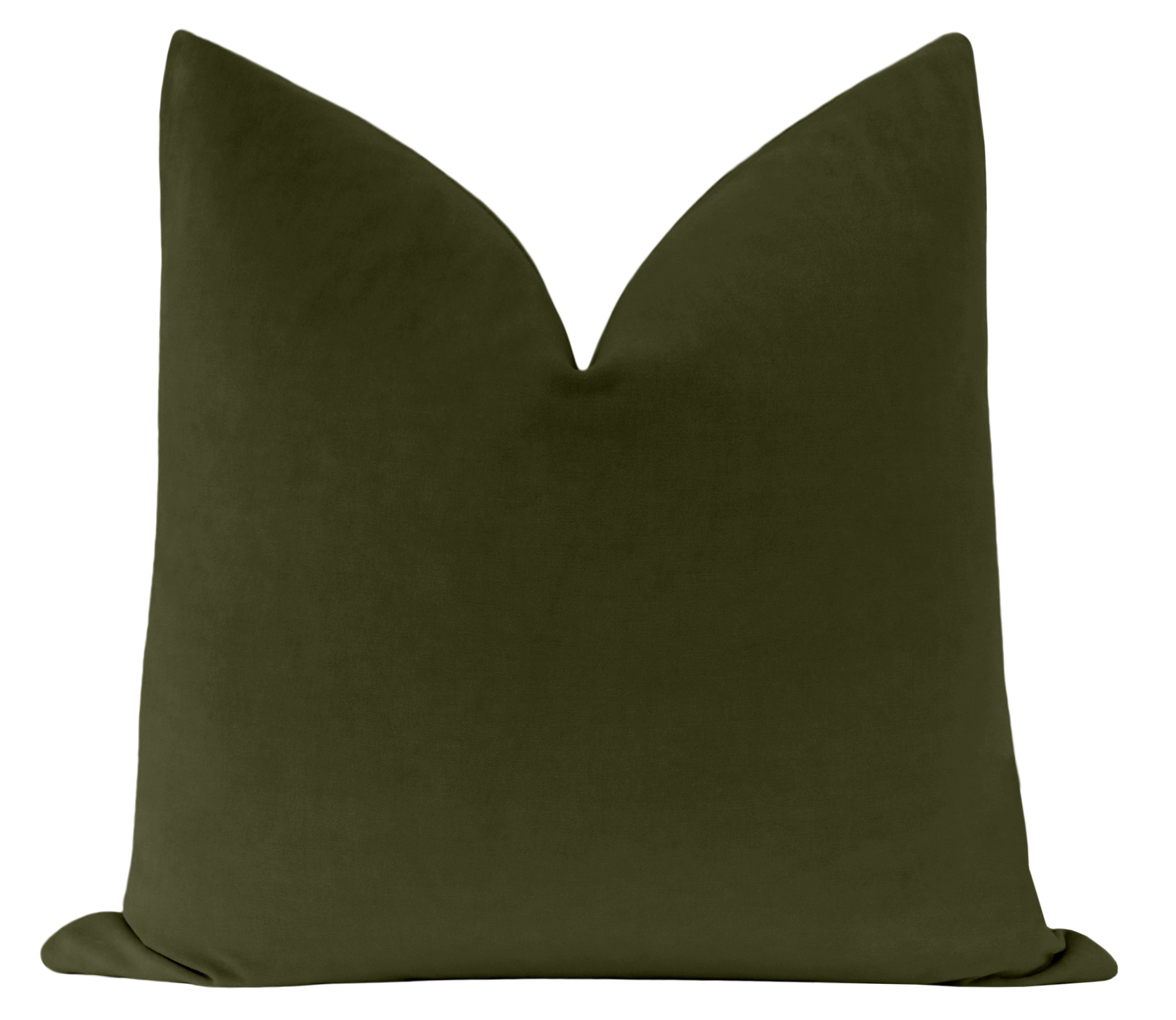 Classic Velvet Lumbar Pillow Cover, Olive, 20" x 20" - Little Design Company