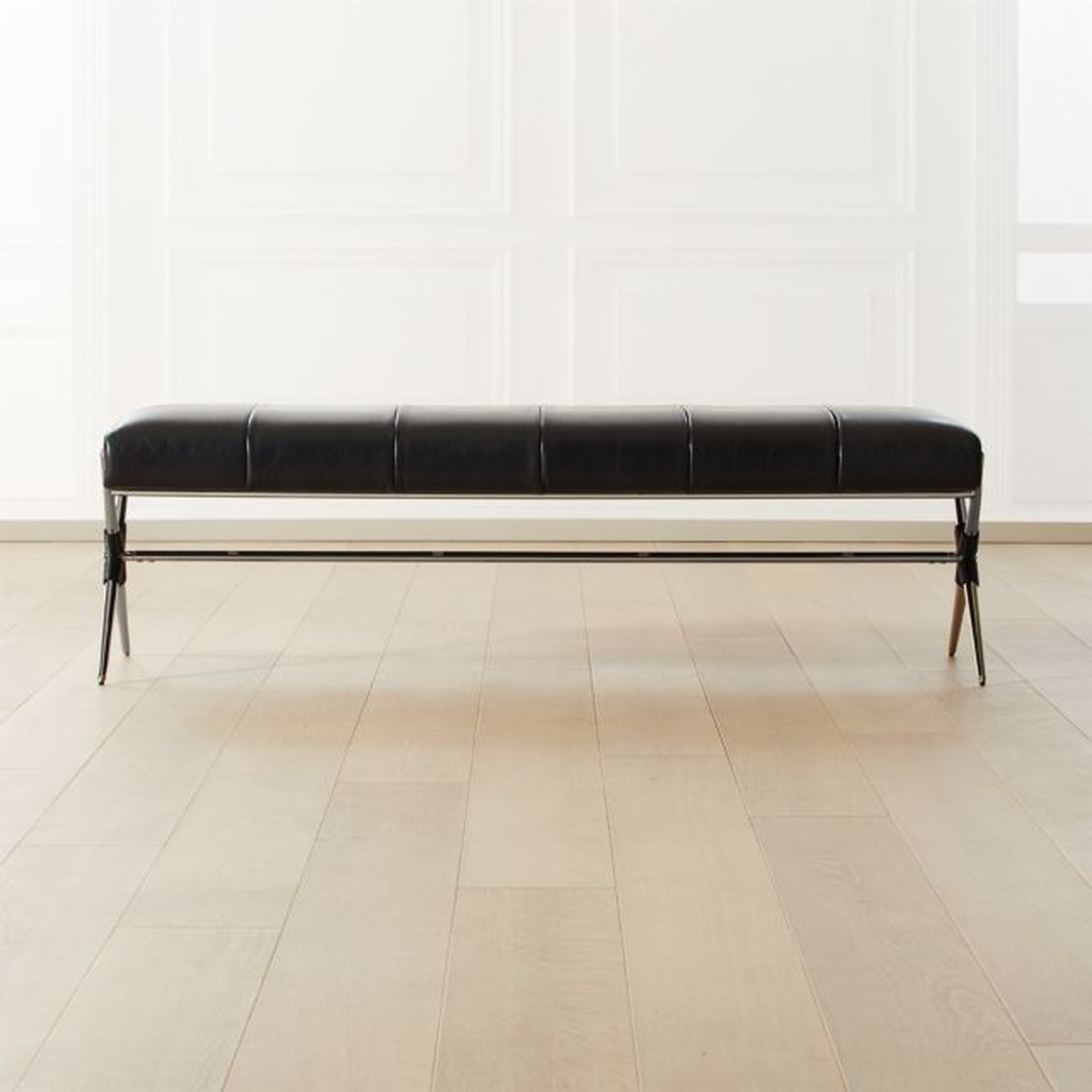 Ellis Leather Xbase Channel Tufted Bench - CB2