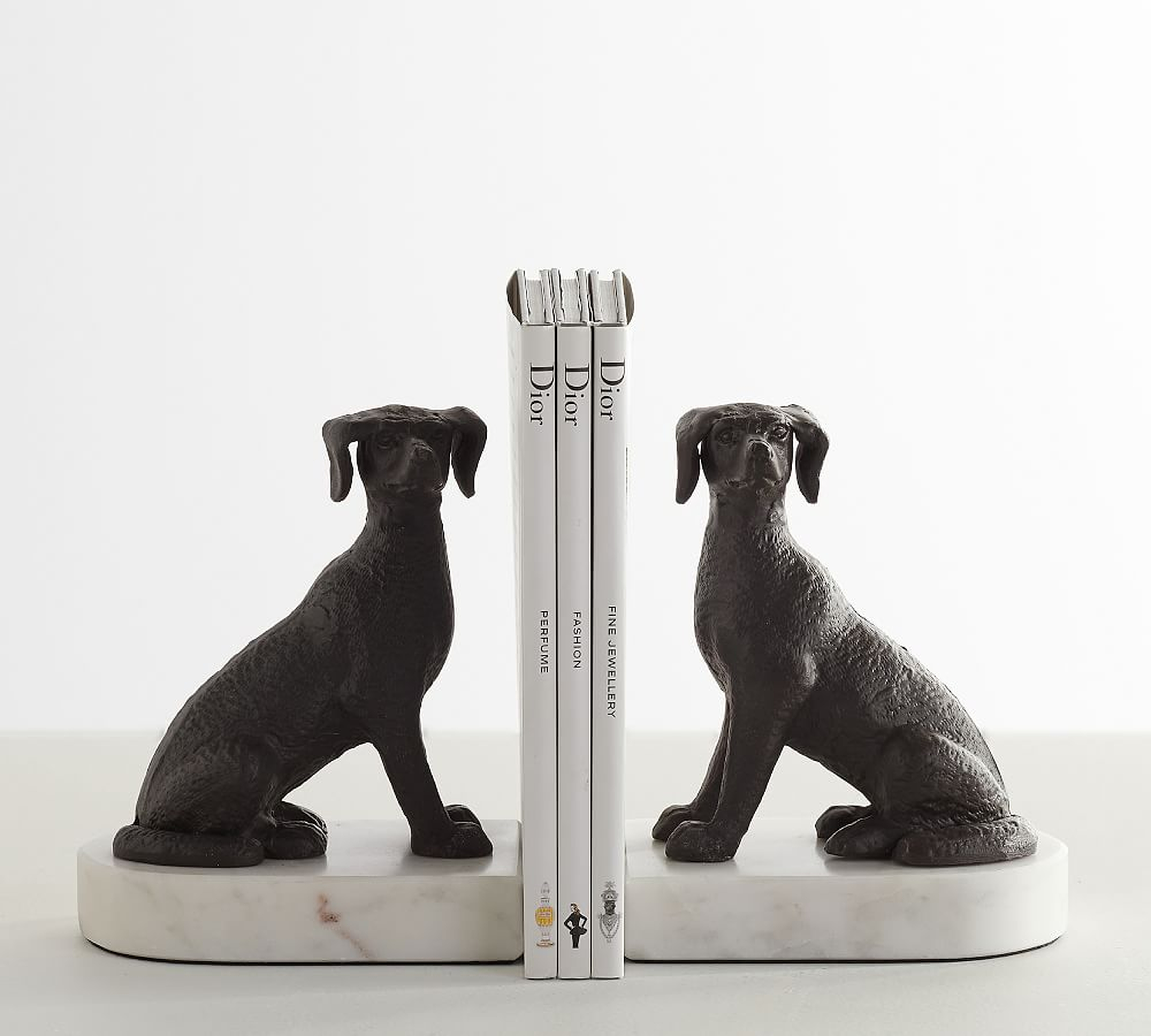 Bronze/Marble Dog Book Ends,S/2 - Pottery Barn