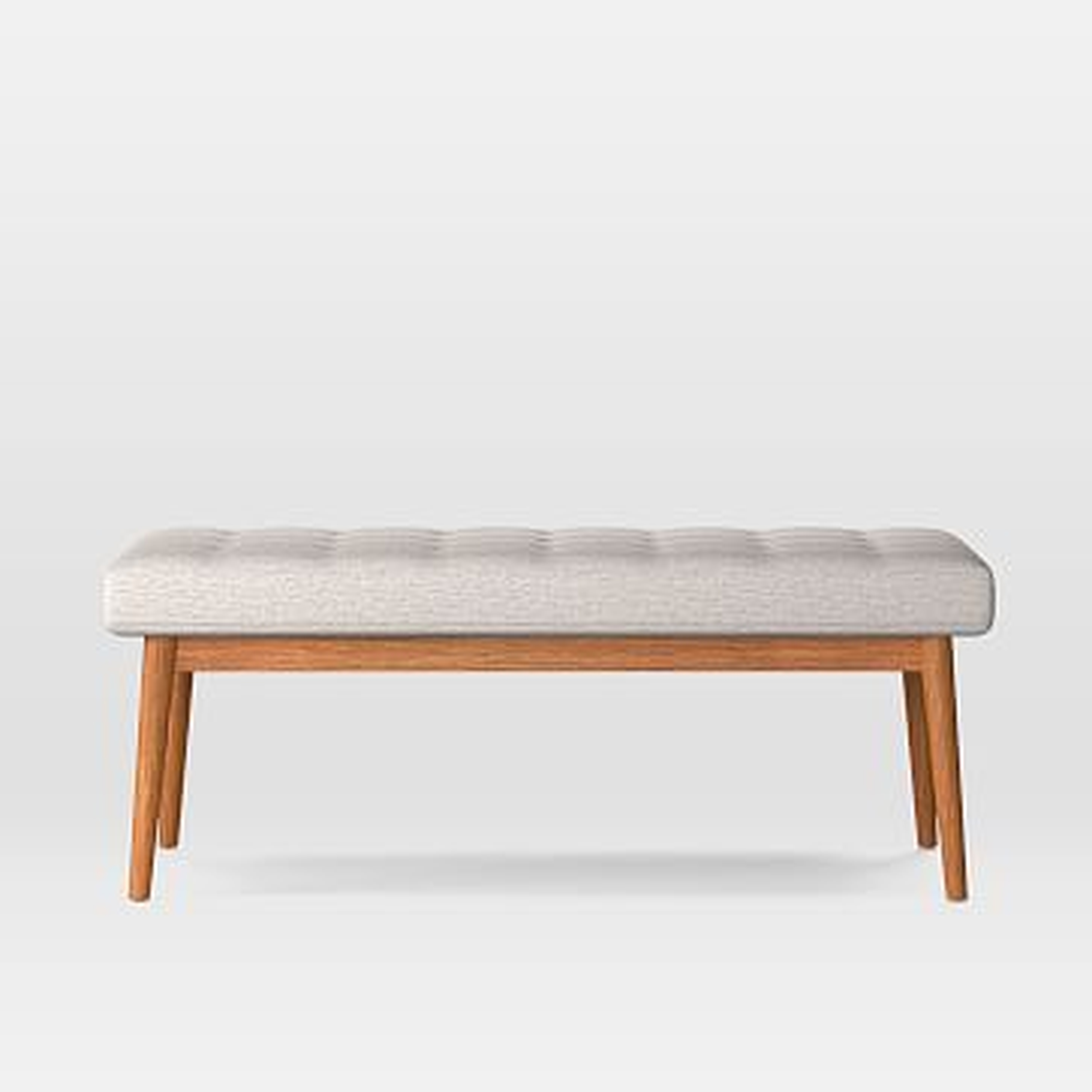 Midcentury Upholstered Bench, Poly, Twill, Sand, Acorn - West Elm