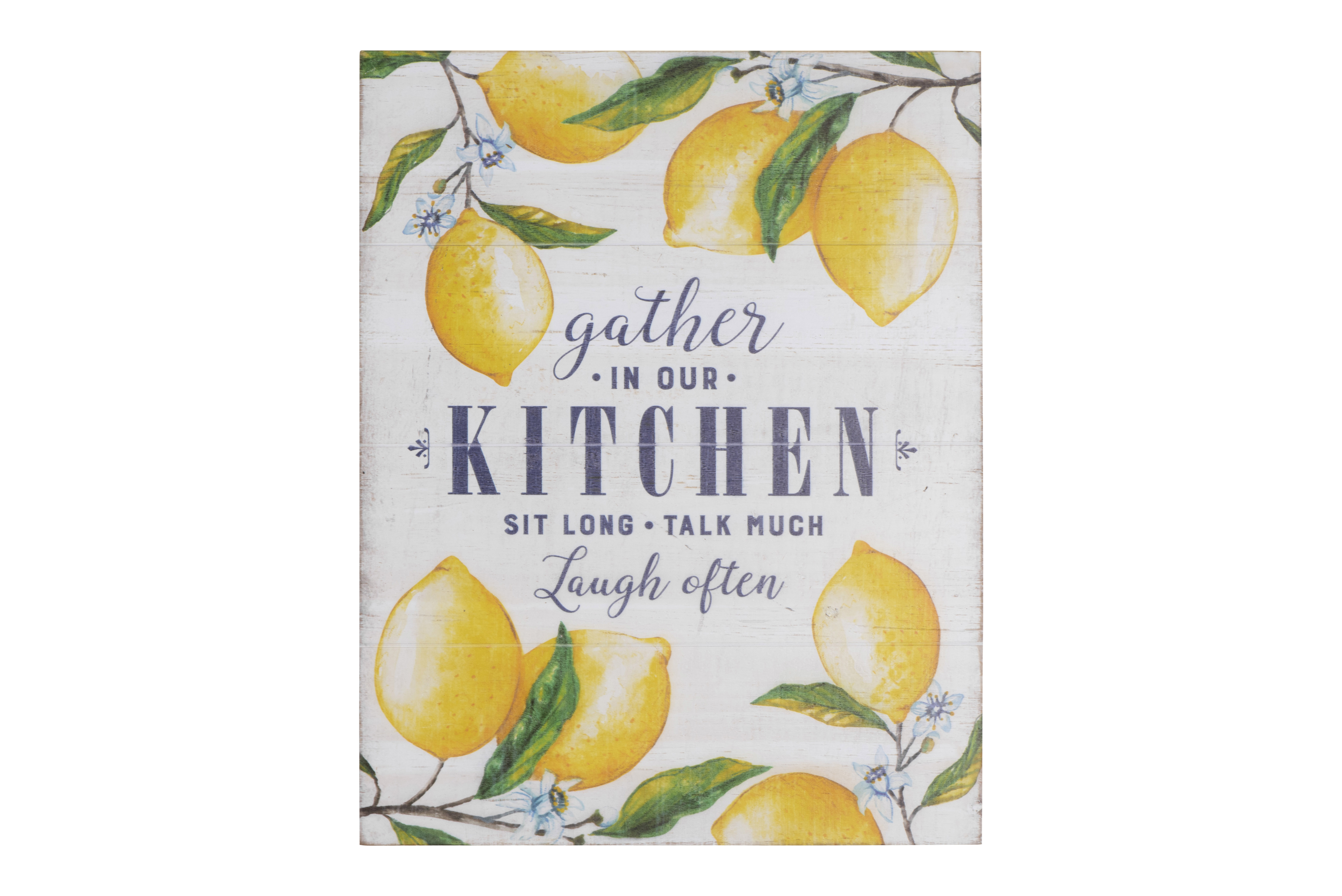 "Gather in Our Kitchen…" Wood Wall Décor with Lemons - Creative Co-Op