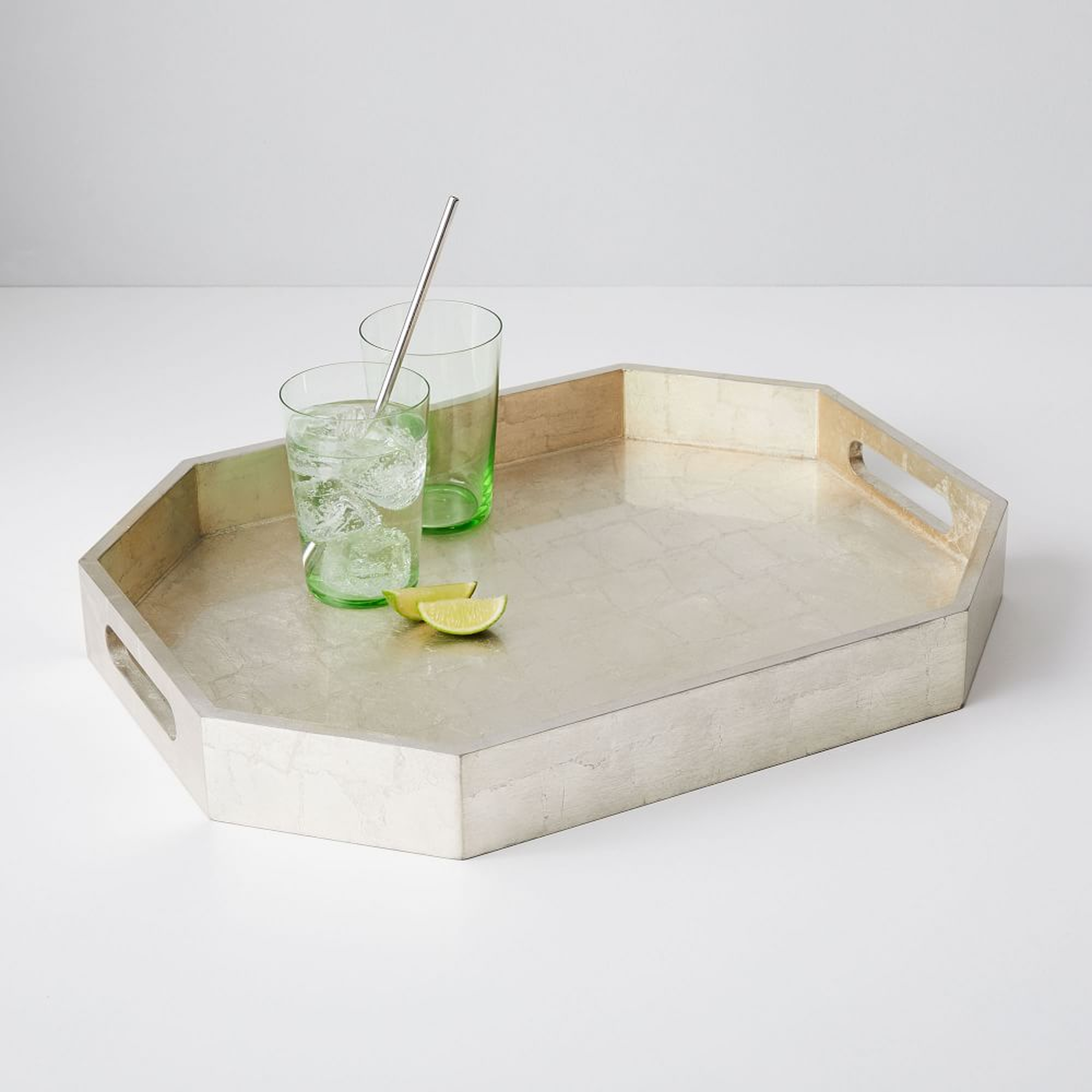 Geo Lacquer Tray, Silver - West Elm