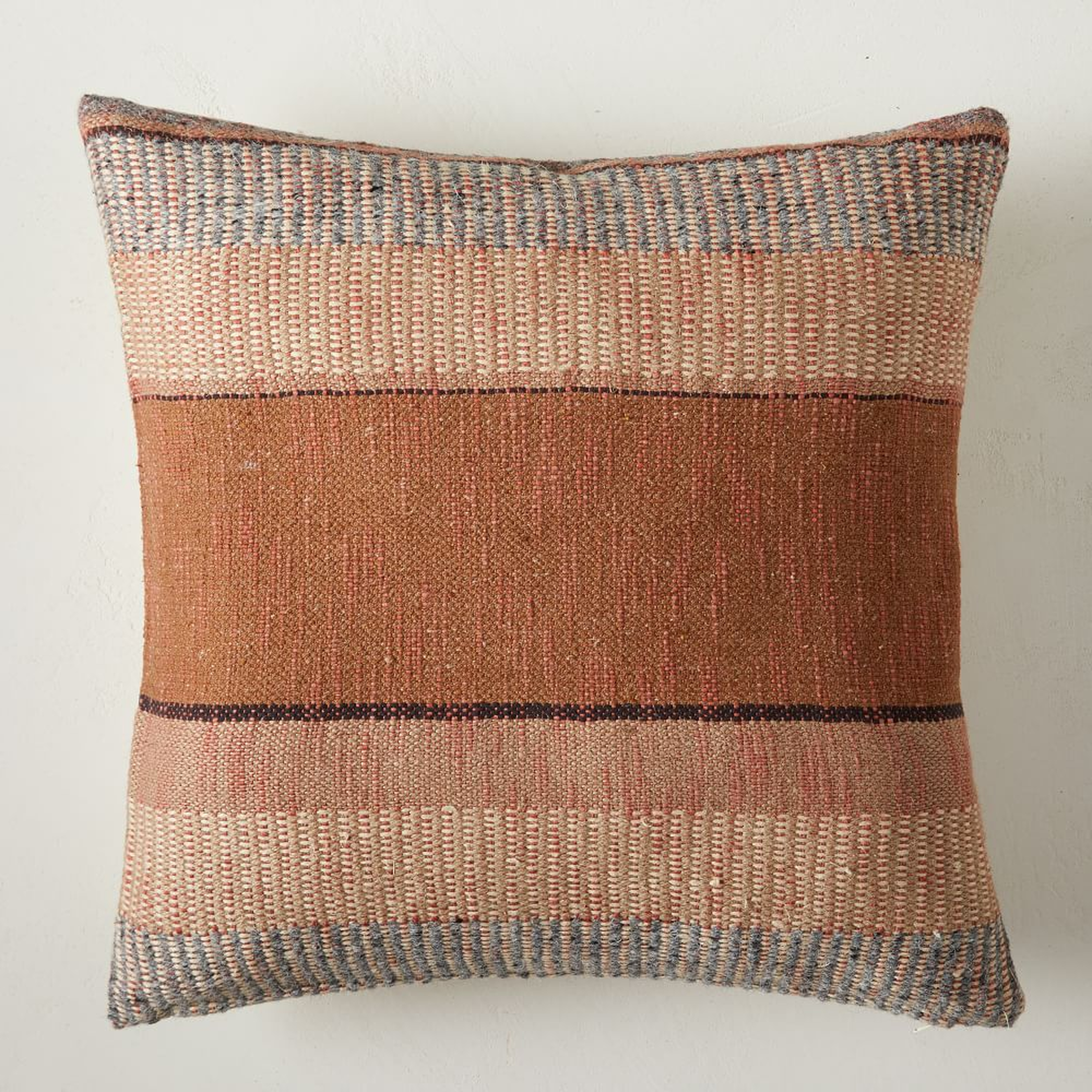 Bold Center Mixed Stripe Pillow Cover, 20"x20", Terracotta, Set of 2 - West Elm