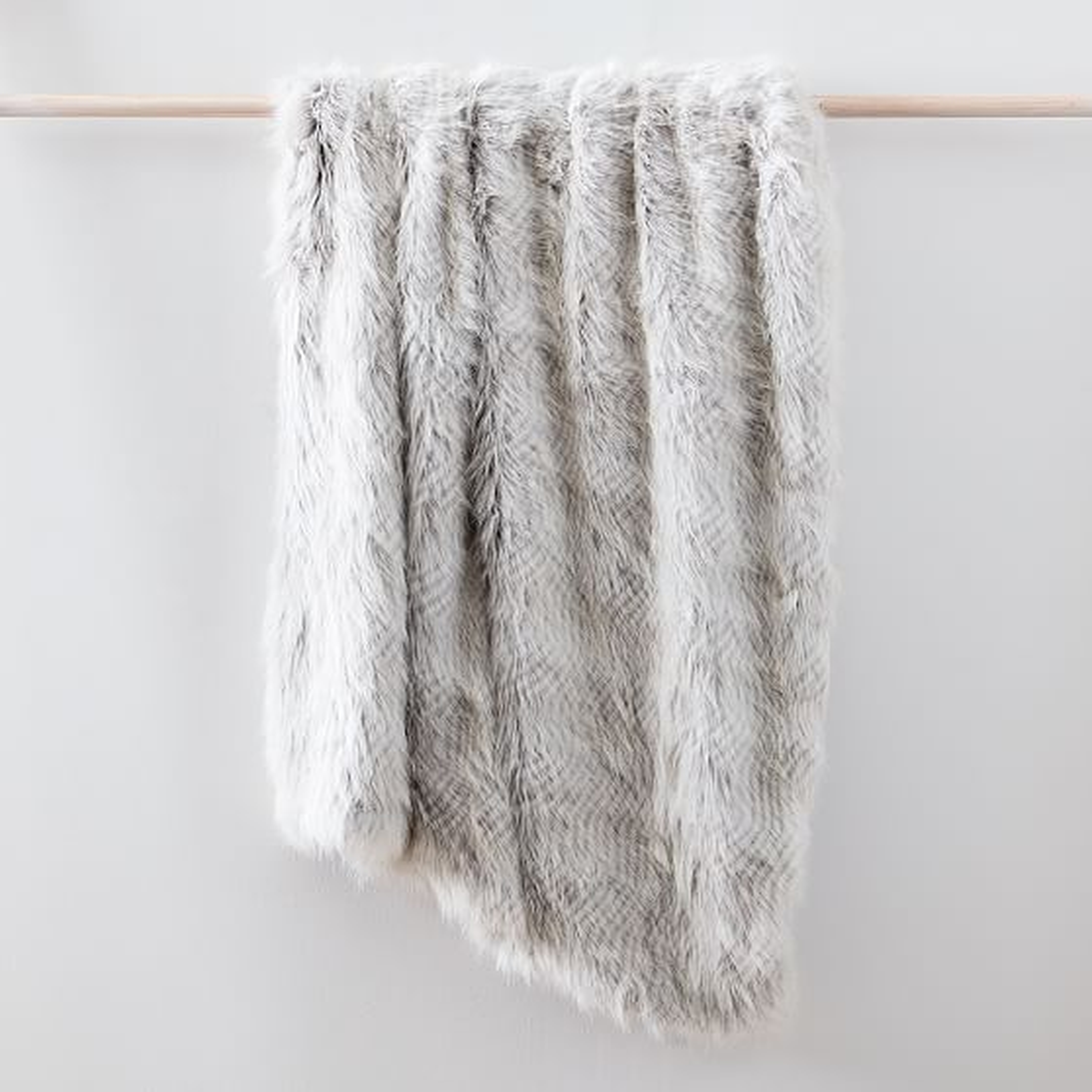 Striped Faux Fur Throw, 47"x60", Frost Gray - West Elm
