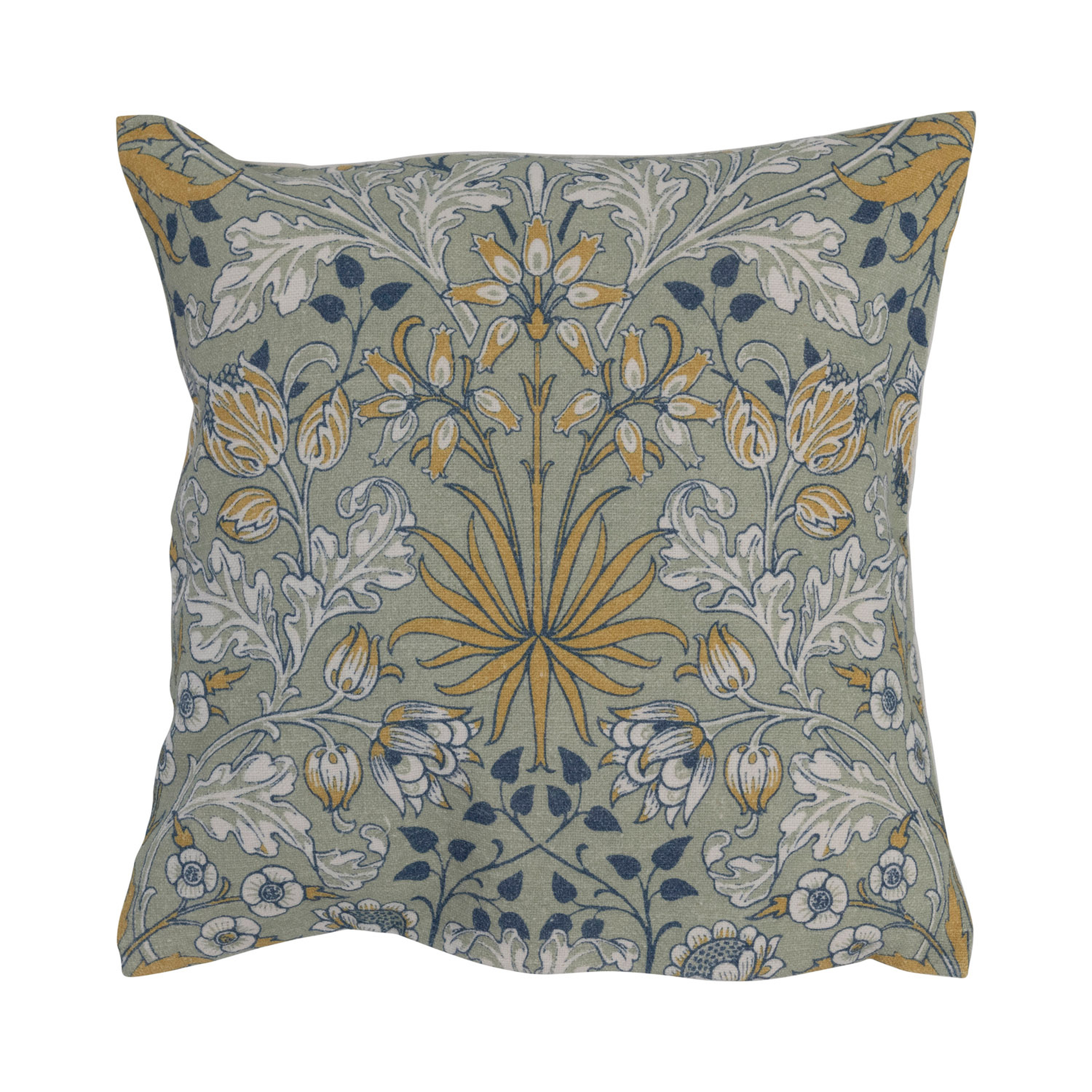 Cotton Pillow with Floral Pattern - Creative Co-Op