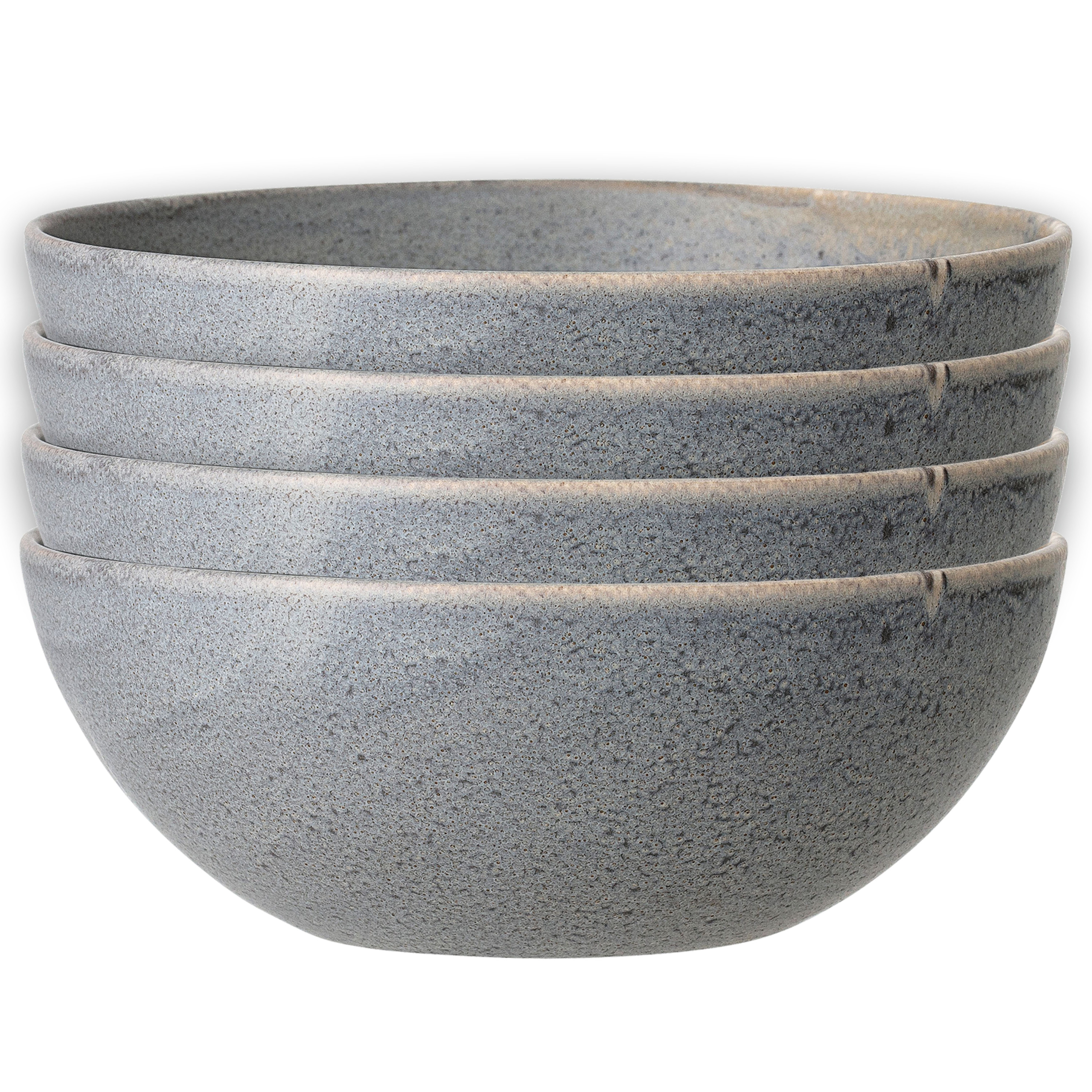 Glazed Grey Stoneware Bowl (Set of 4 Bowls) - Moss & Wilder