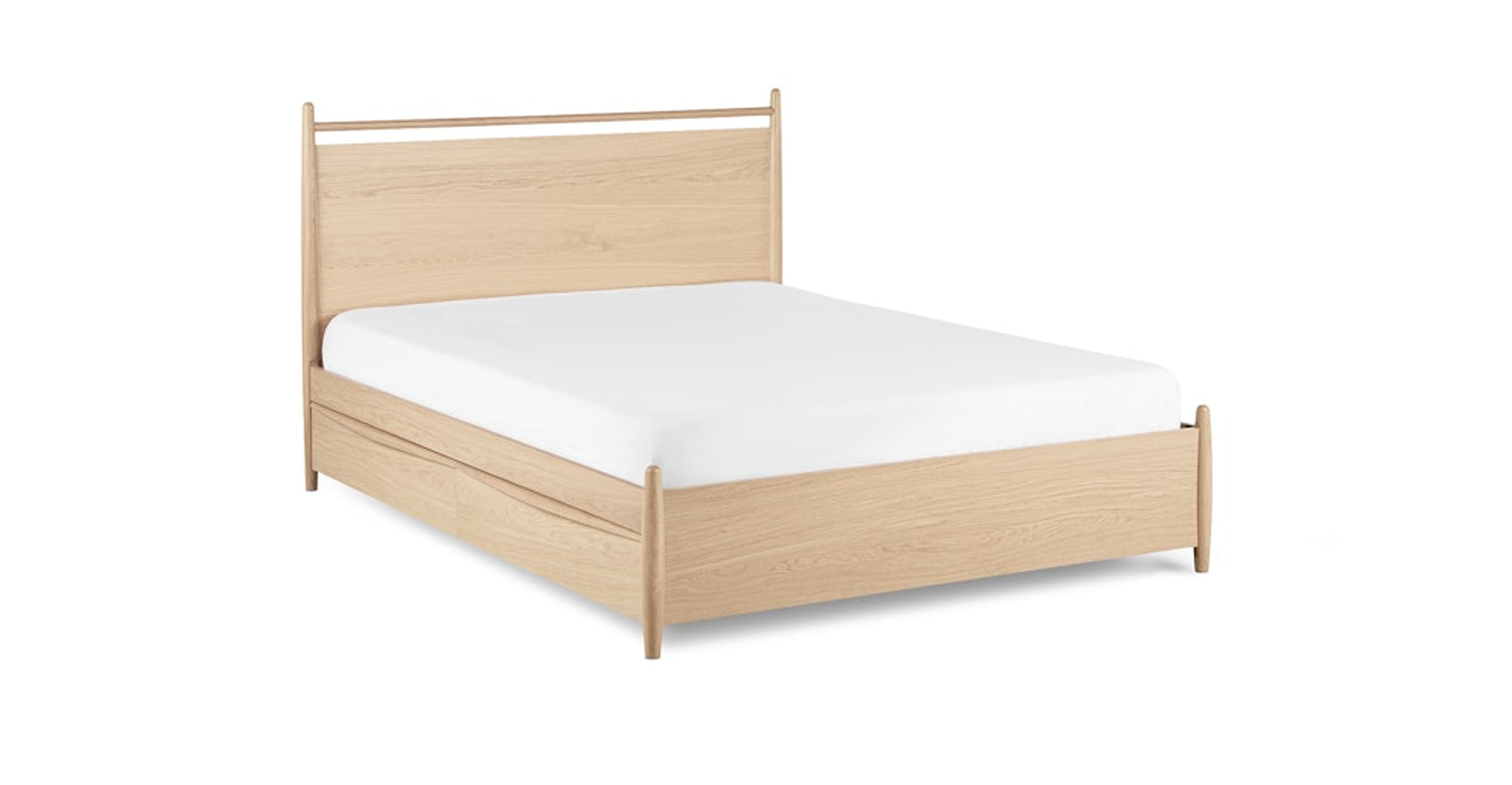 Lenia Queen Panel Storage Bed - White Oak - Article