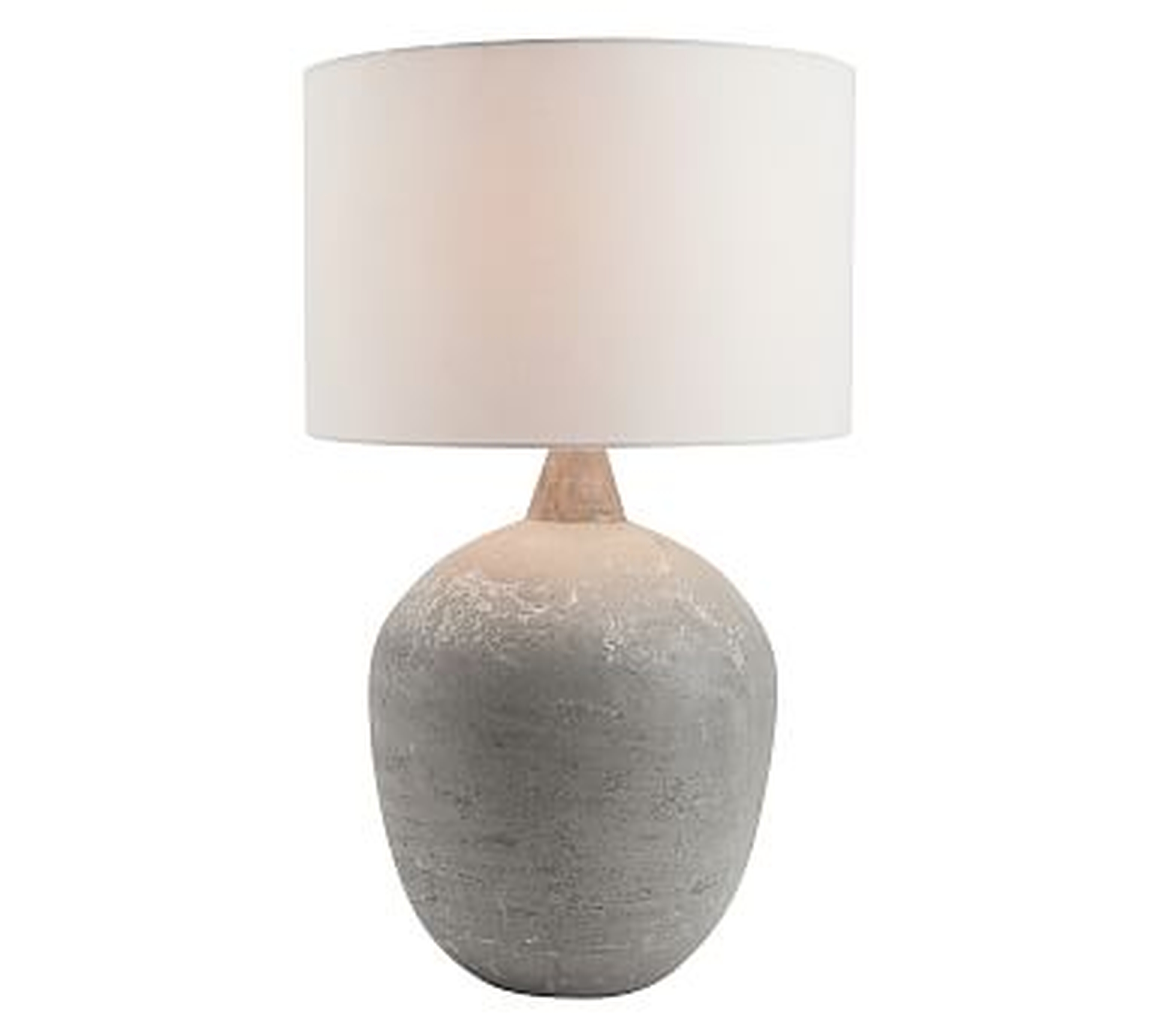 Clive 30" Small Table Lamp with Medium Gallery Straight Sided Shade, Gray Base/White Shade - Pottery Barn