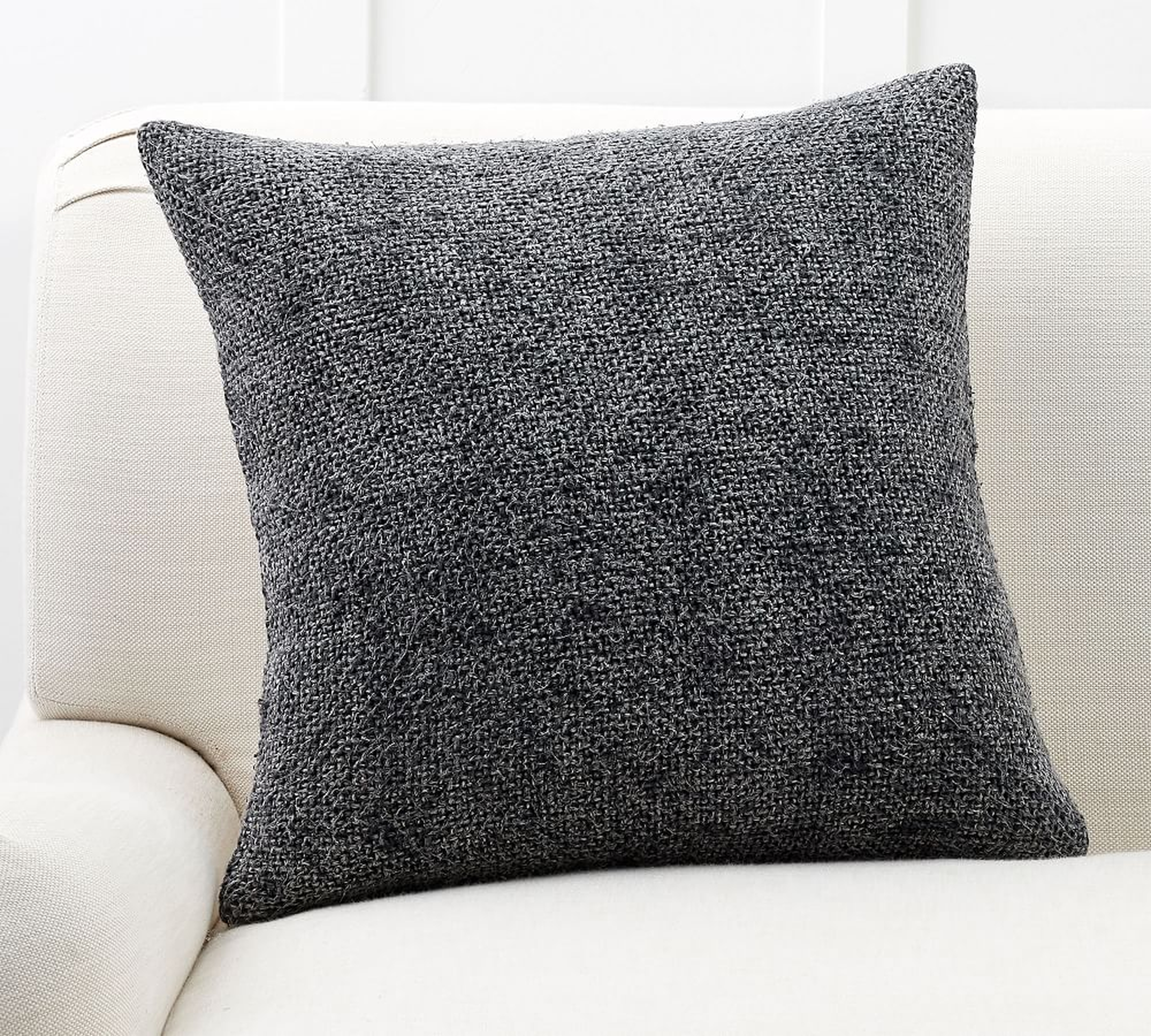 Faye Textured Linen Pillow Cover - Set of 2, 20 x 20", Charcoal - Pottery Barn