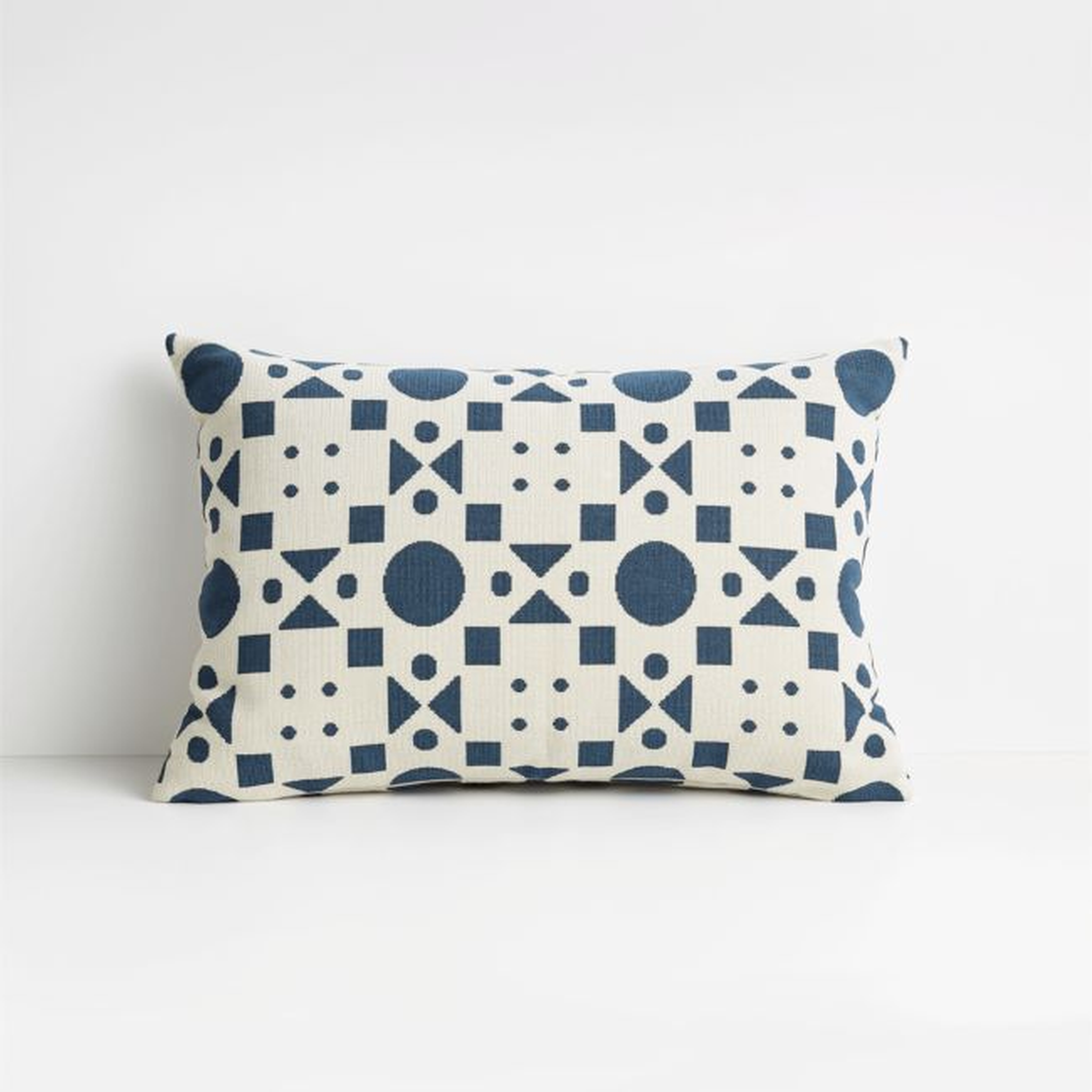 Araati 22"x15" Blue Floral Pillow with Down-Alternative Insert - Crate and Barrel