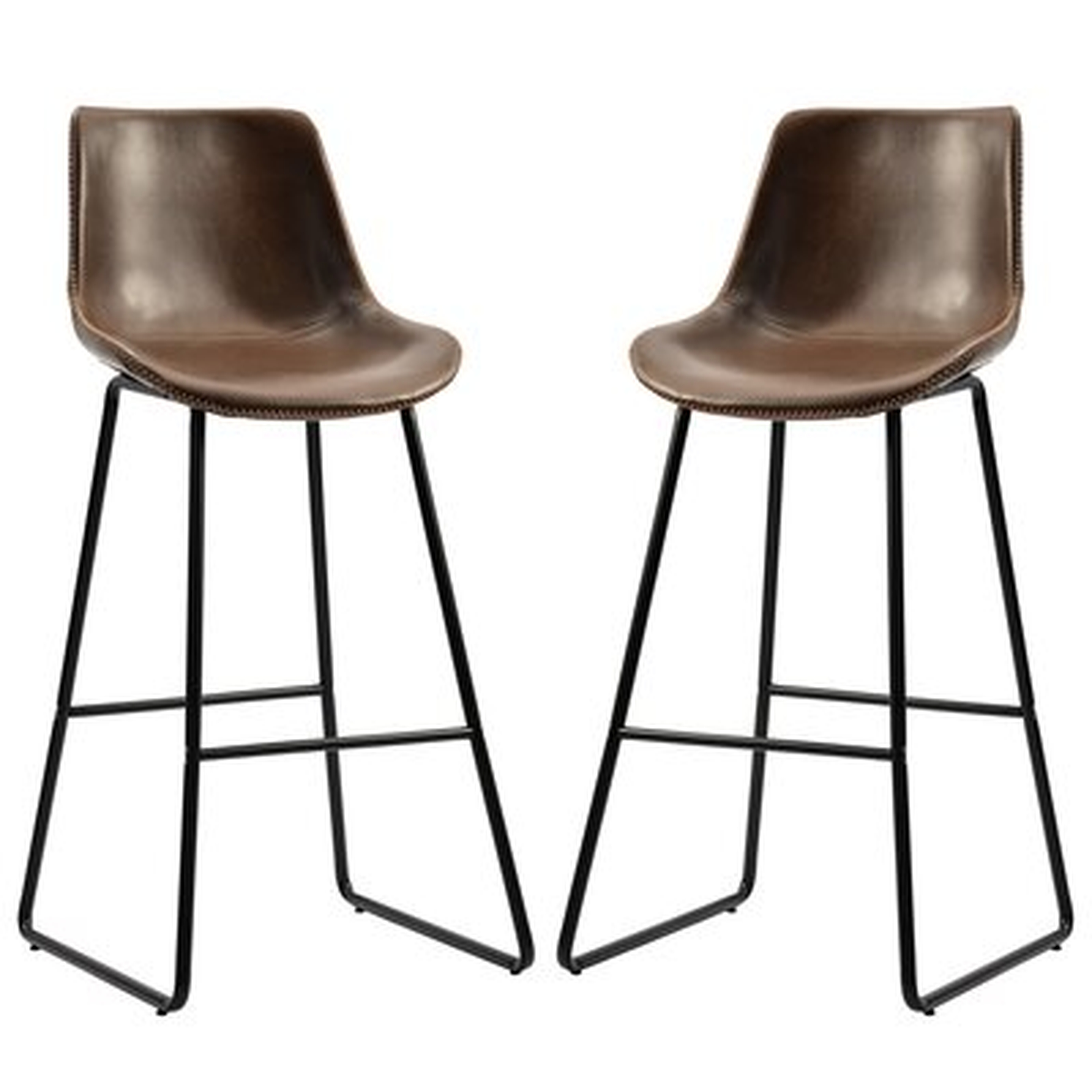 Vintage Bar Stools Set Of 2, Leatherier Counter Height Dining Stools With Back For Kitchen, Dining Room And Living Room, Upholstered Pub Counter Height Chairs, Dining Room Furniture - Wayfair