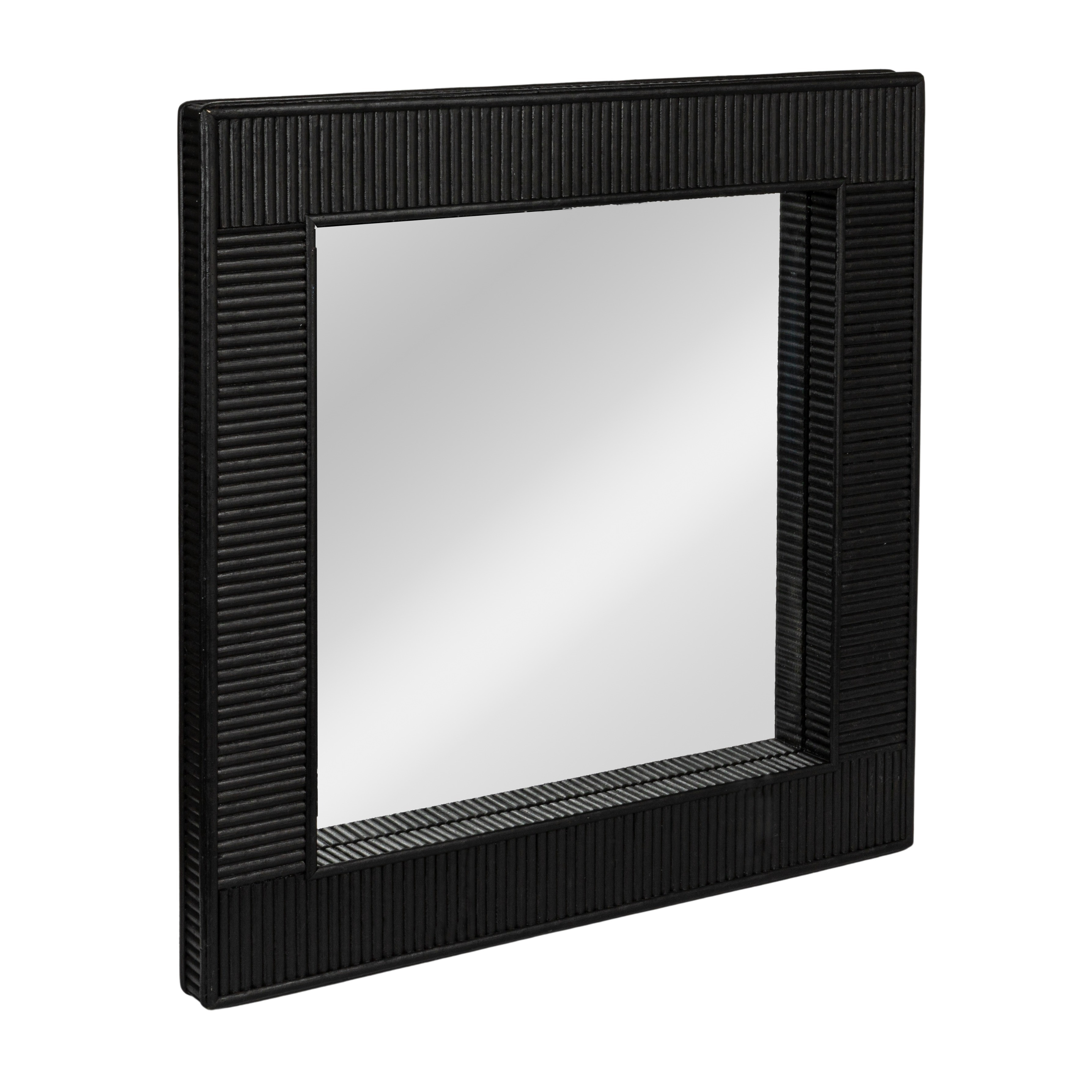 Bamboo Square Wall Mirror, Black - Creative Co-Op