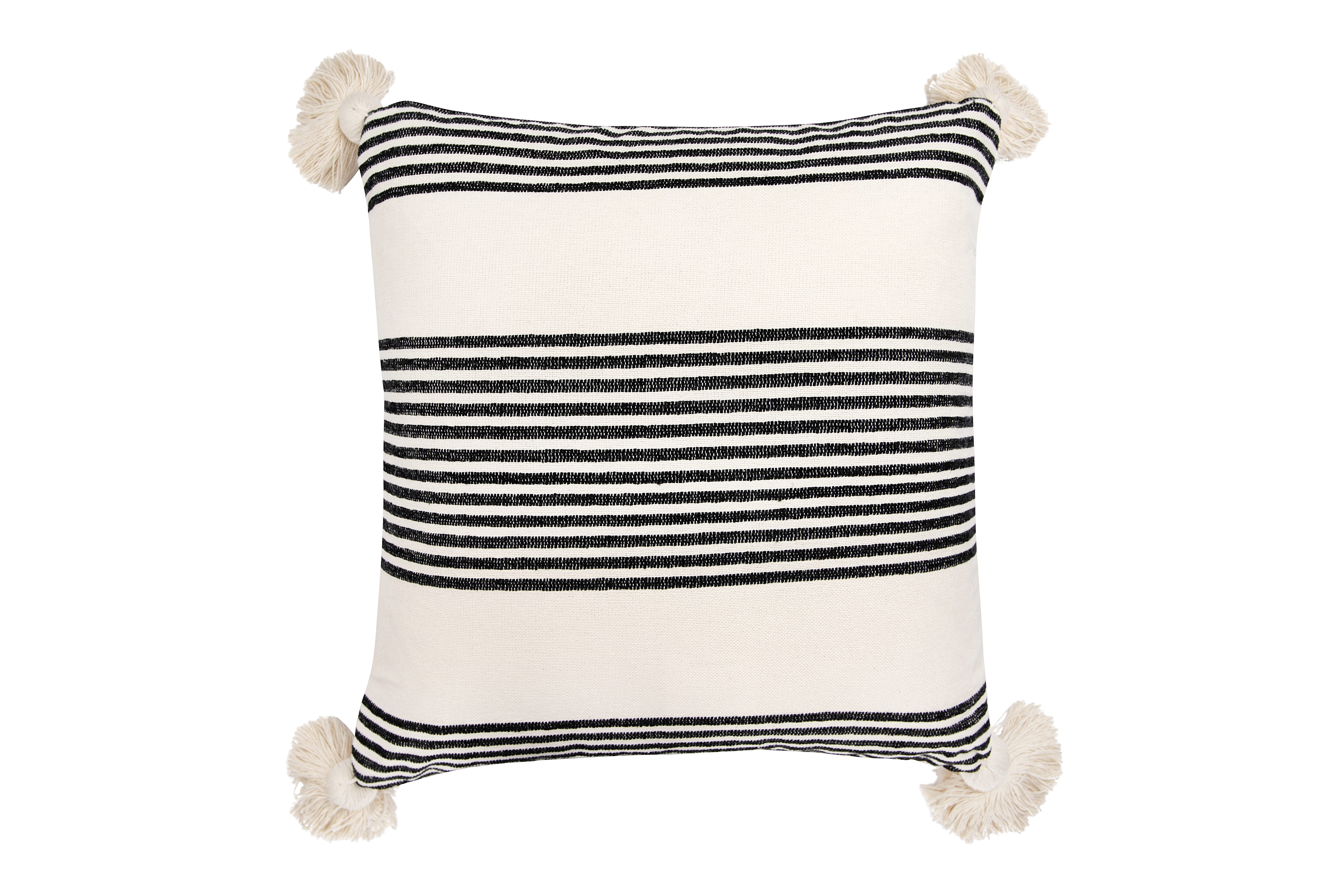 Perry Striped Pillow, Black, 20" x 20" - Cove Goods