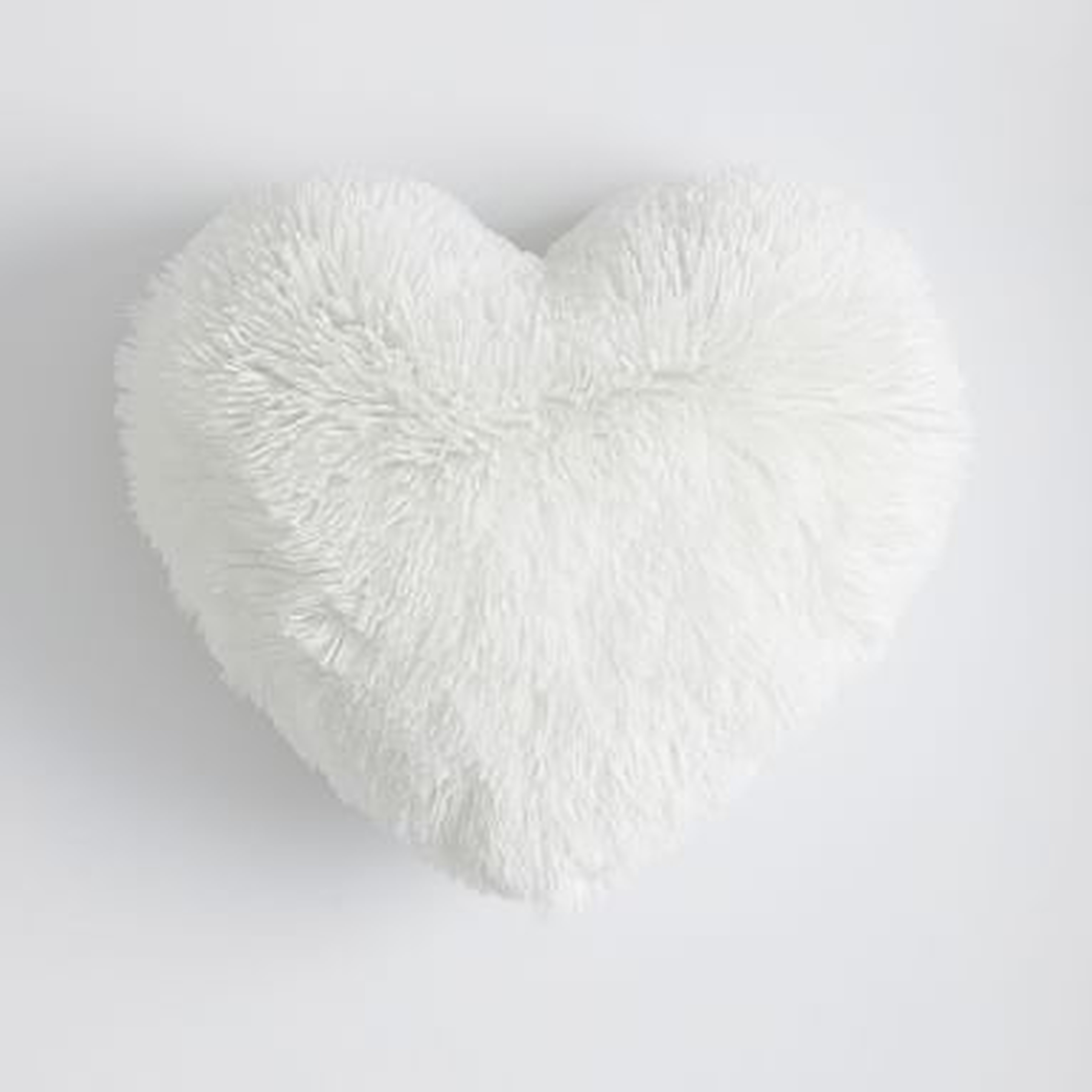 Fluffy Heart Lumbar Pillow, 16" x 12", White - Pottery Barn Teen