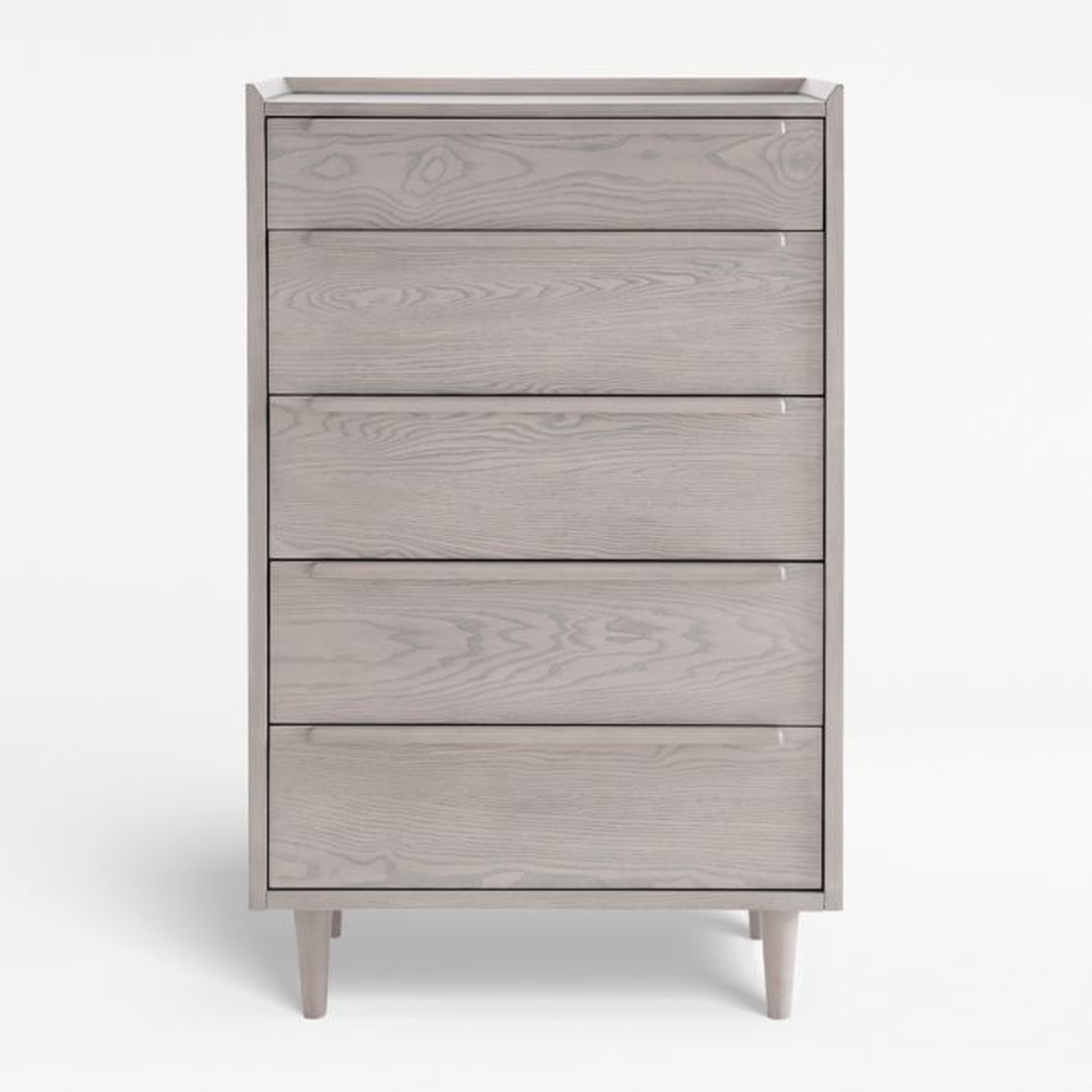 Tate Stone Grey Wood 5-Drawer Chest - Crate and Barrel