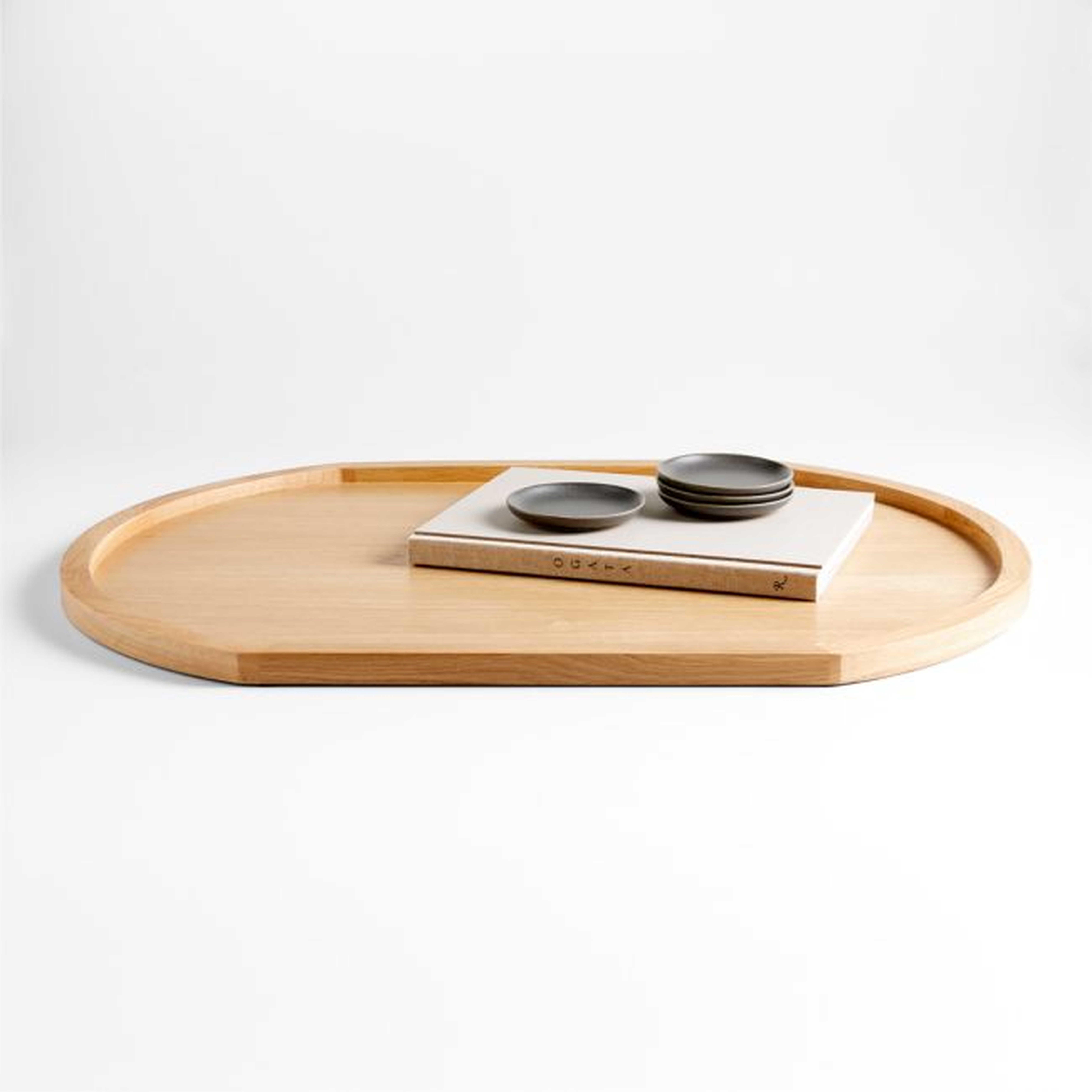 Oval Light Oak Wood Decorative Tray 30" - Crate and Barrel