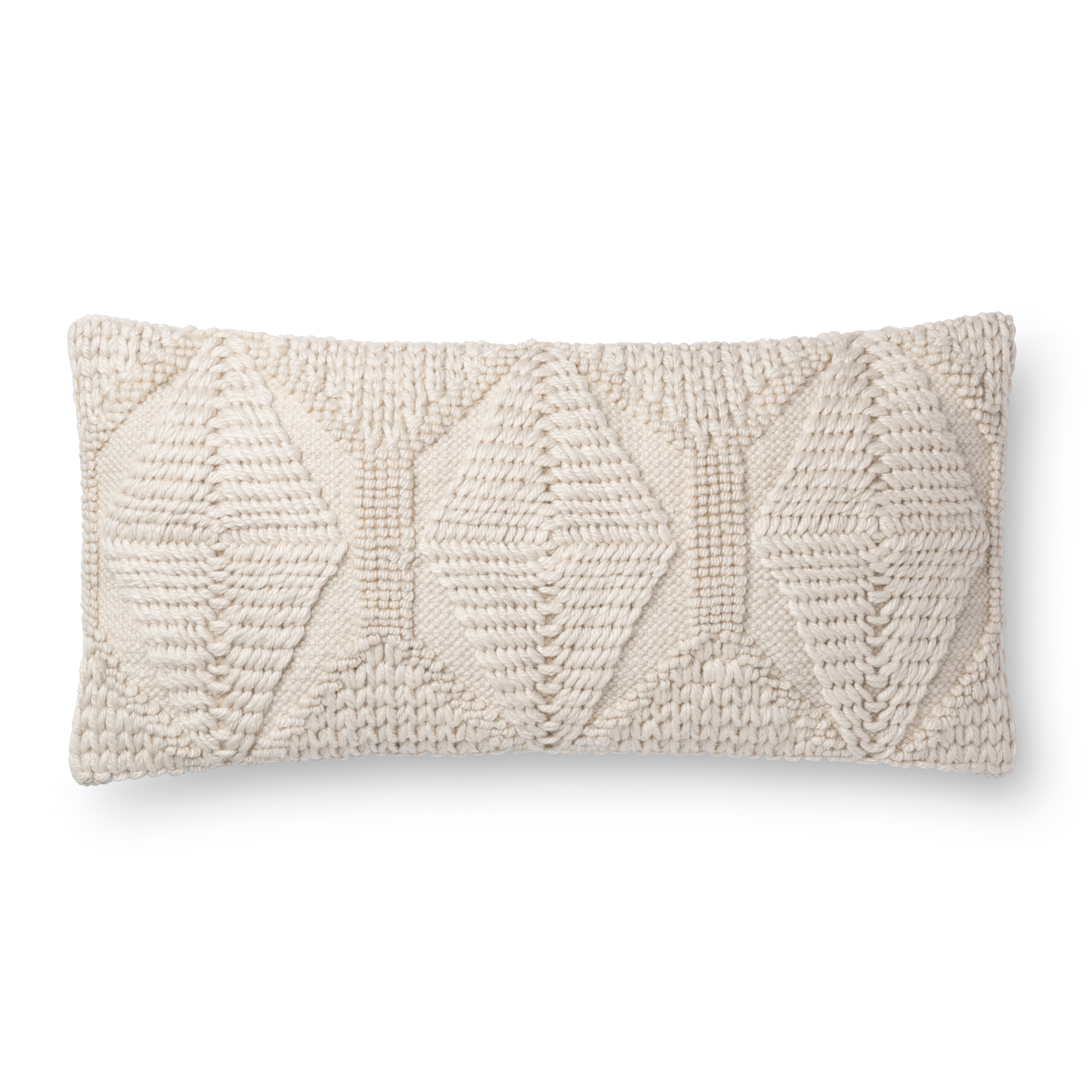 PILLOWS P1107 IVORY 12" x 27" Cover w/Poly - Magnolia Home by Joana Gaines Crafted by Loloi Rugs