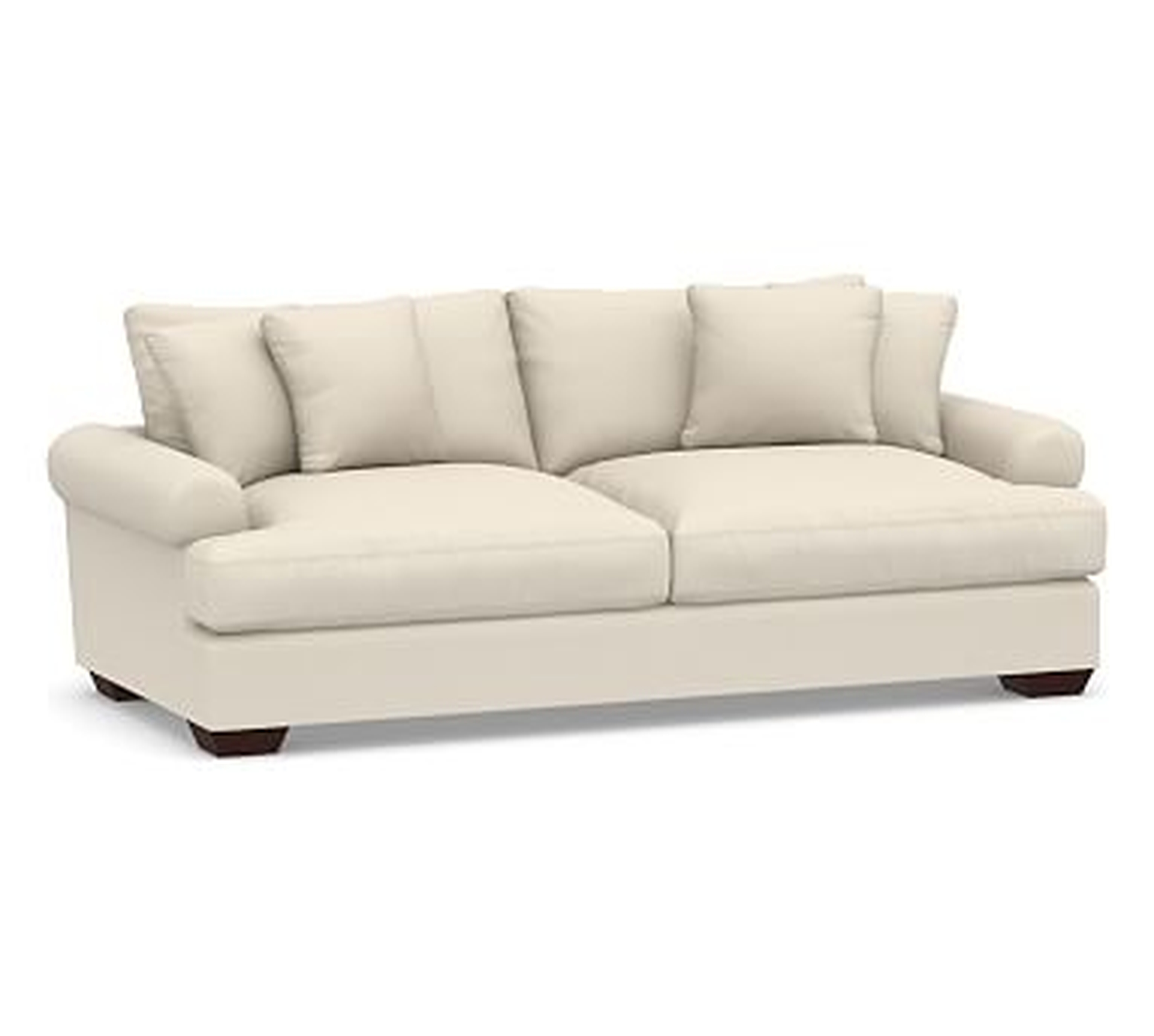 Sullivan Roll Arm Upholstered Deep Seat Grand Sofa 95", Down Blend Wrapped Cushions, Performance Brushed Basketweave Ivory - Pottery Barn