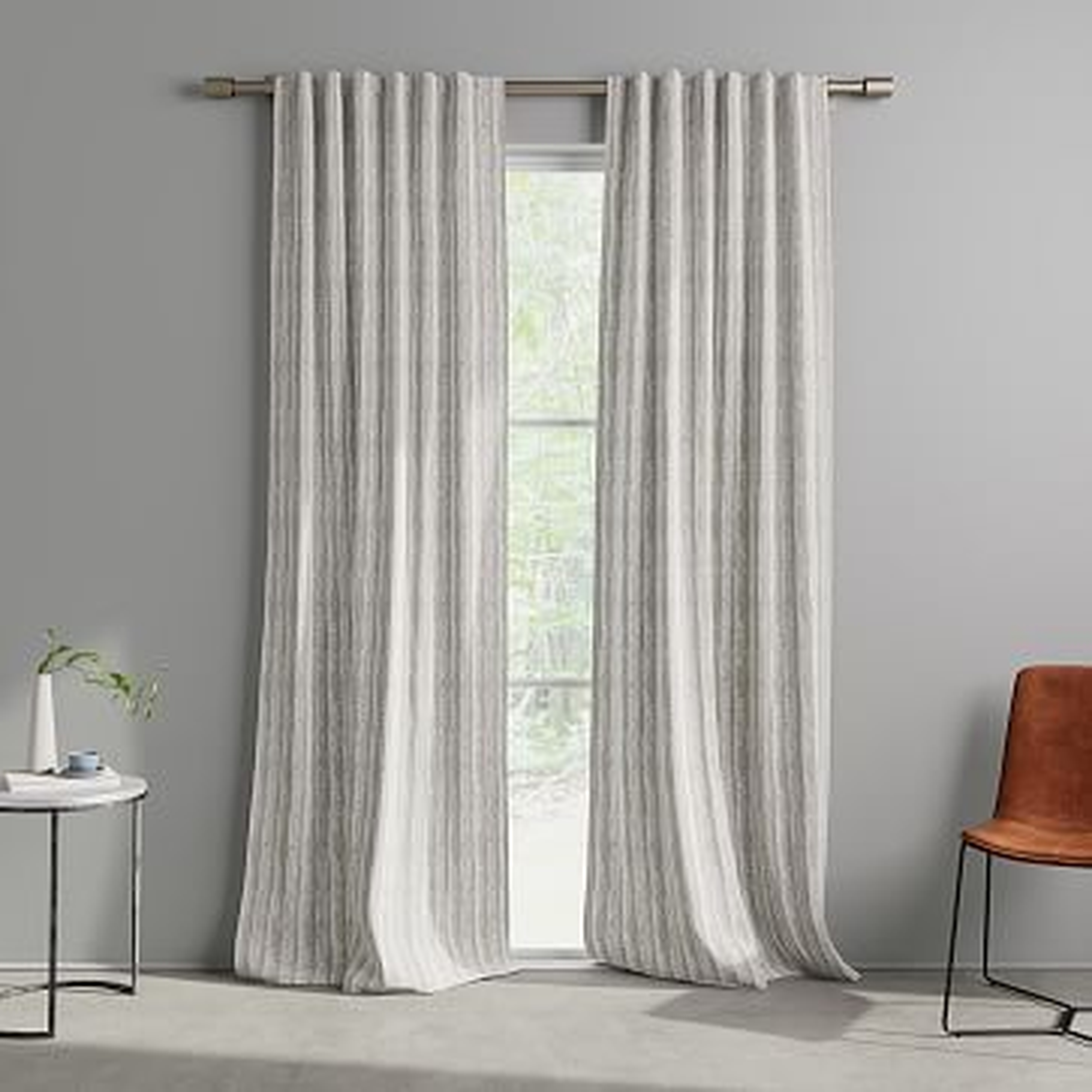 Wave Stripe Curtain, Stone Gray, Set of 2, 48"x108" - West Elm