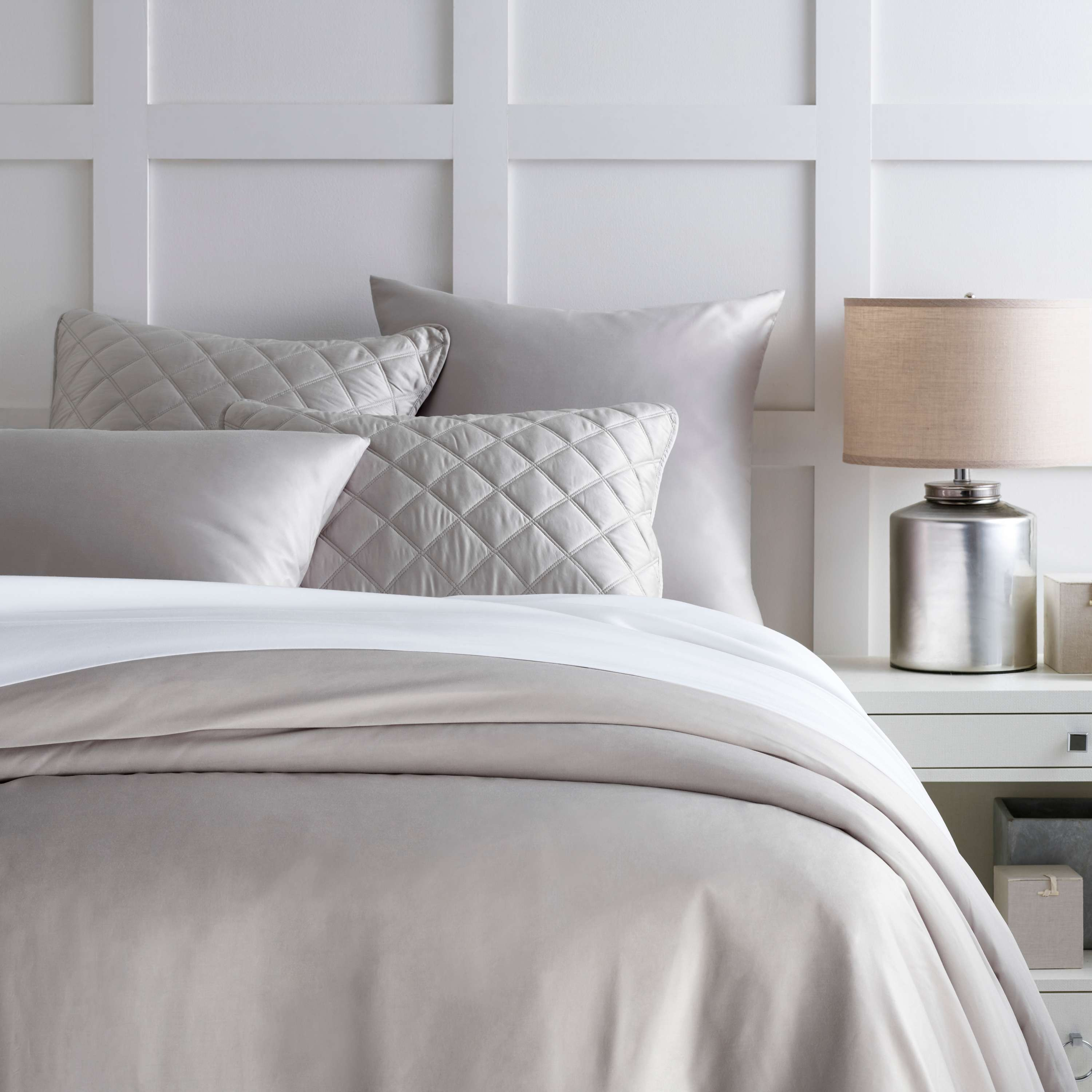 Silken Solid Grey Duvet Cover - Dash and Albert