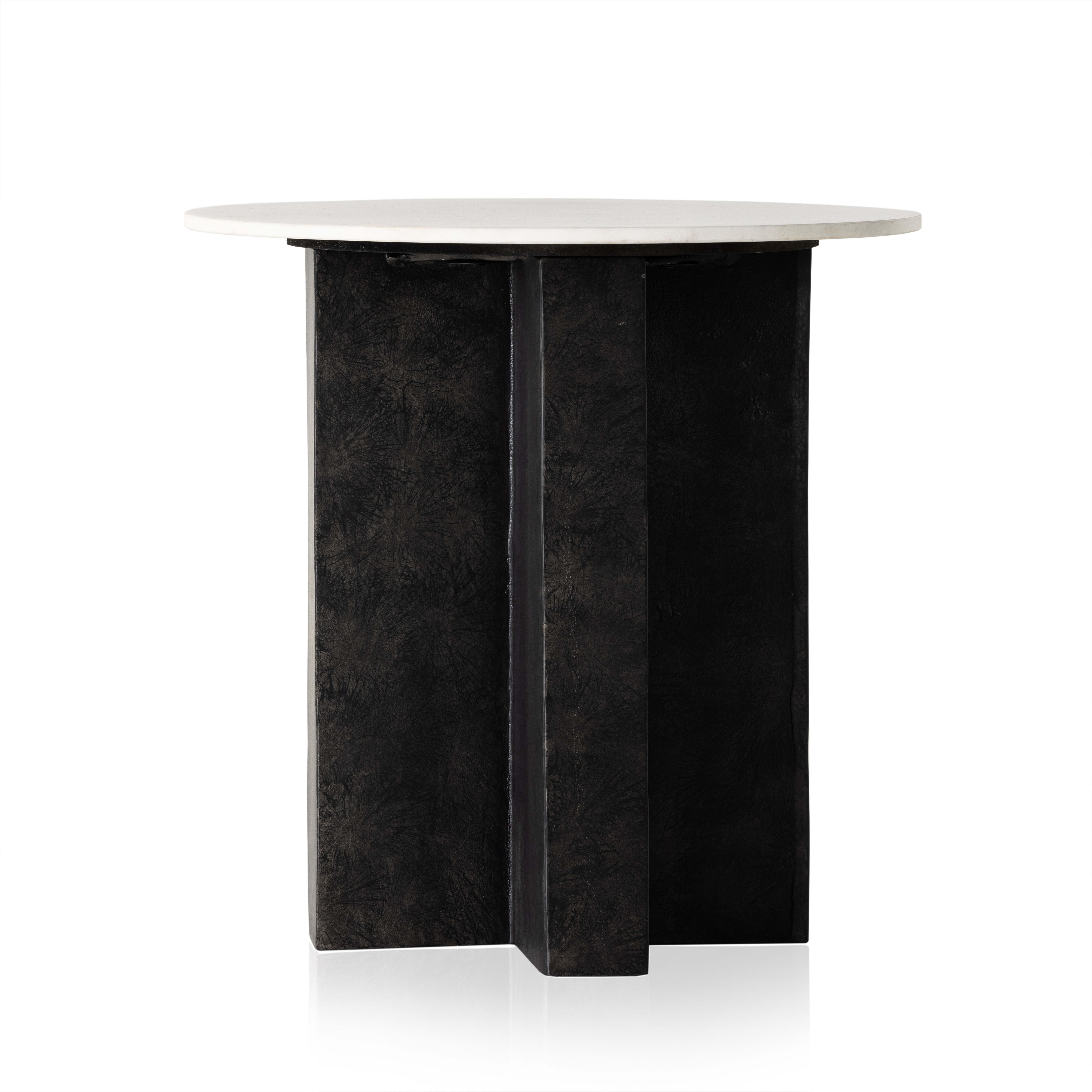 Terrell Round End Table-Plsh White - Four Hands