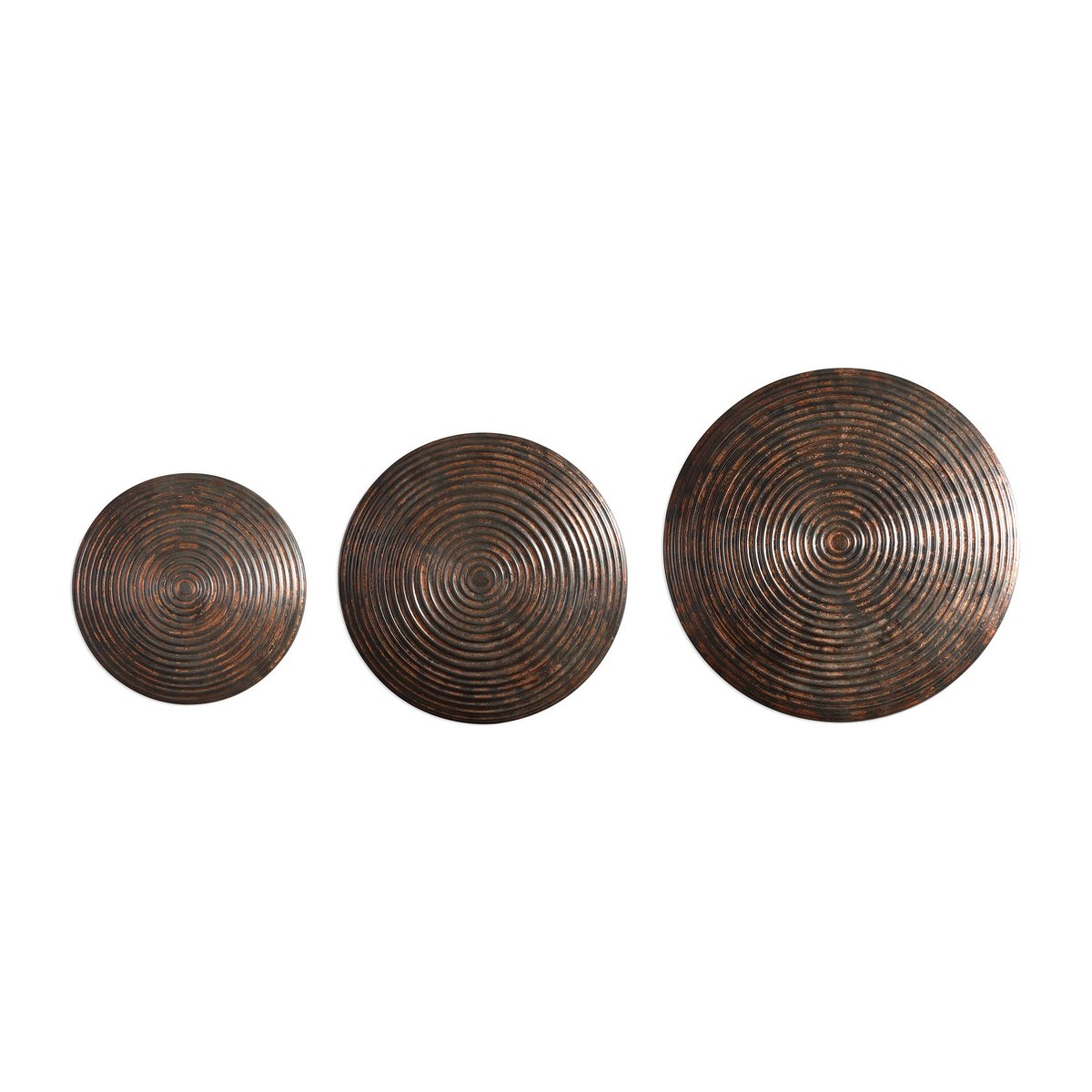 Hanneli Ribbed Bronze Circles, Set of 3 - Hudsonhill Foundry