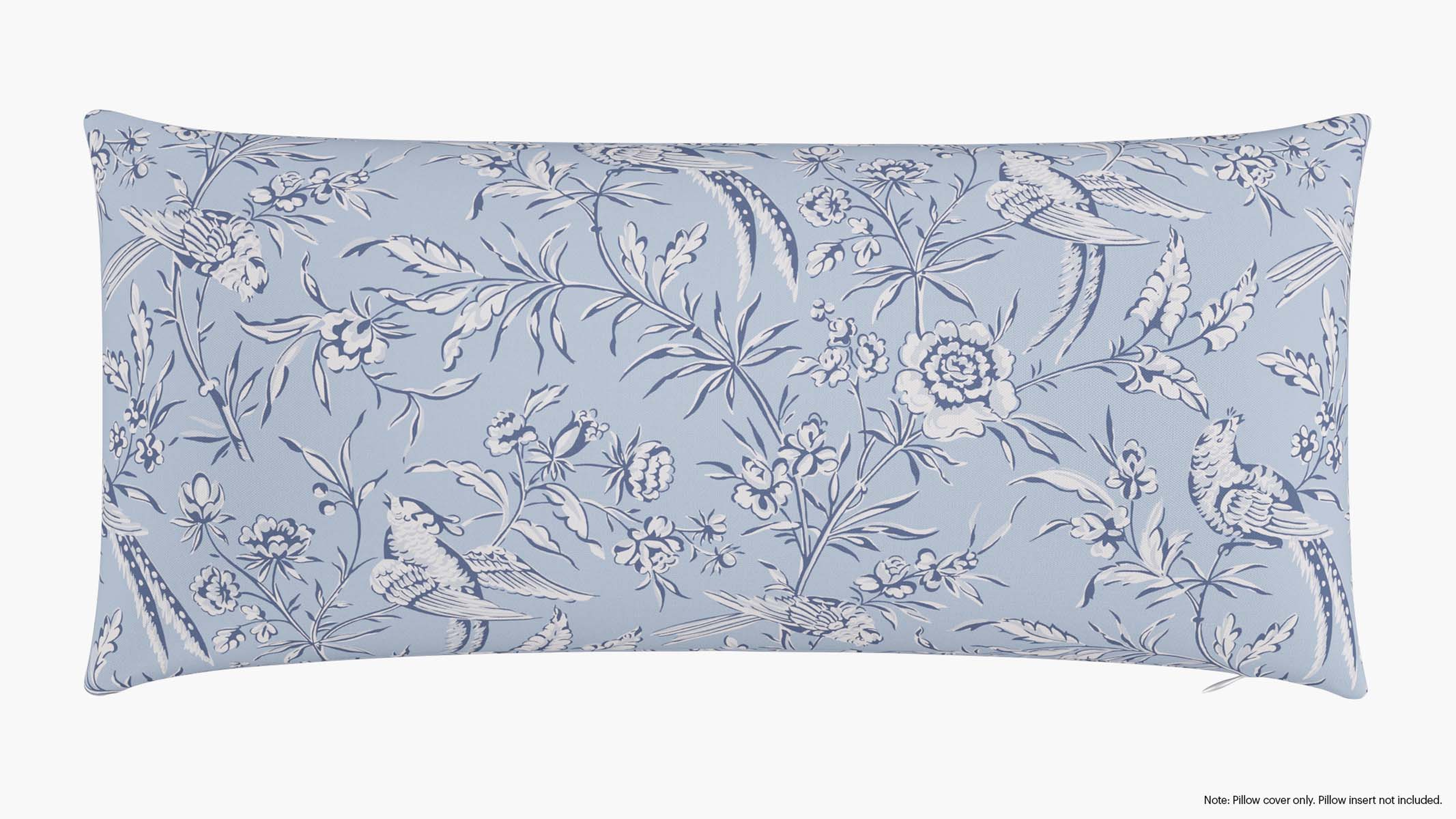 Throw Pillow Cover 14" x 30", Blue Aviary, 14" x 30" - The Inside