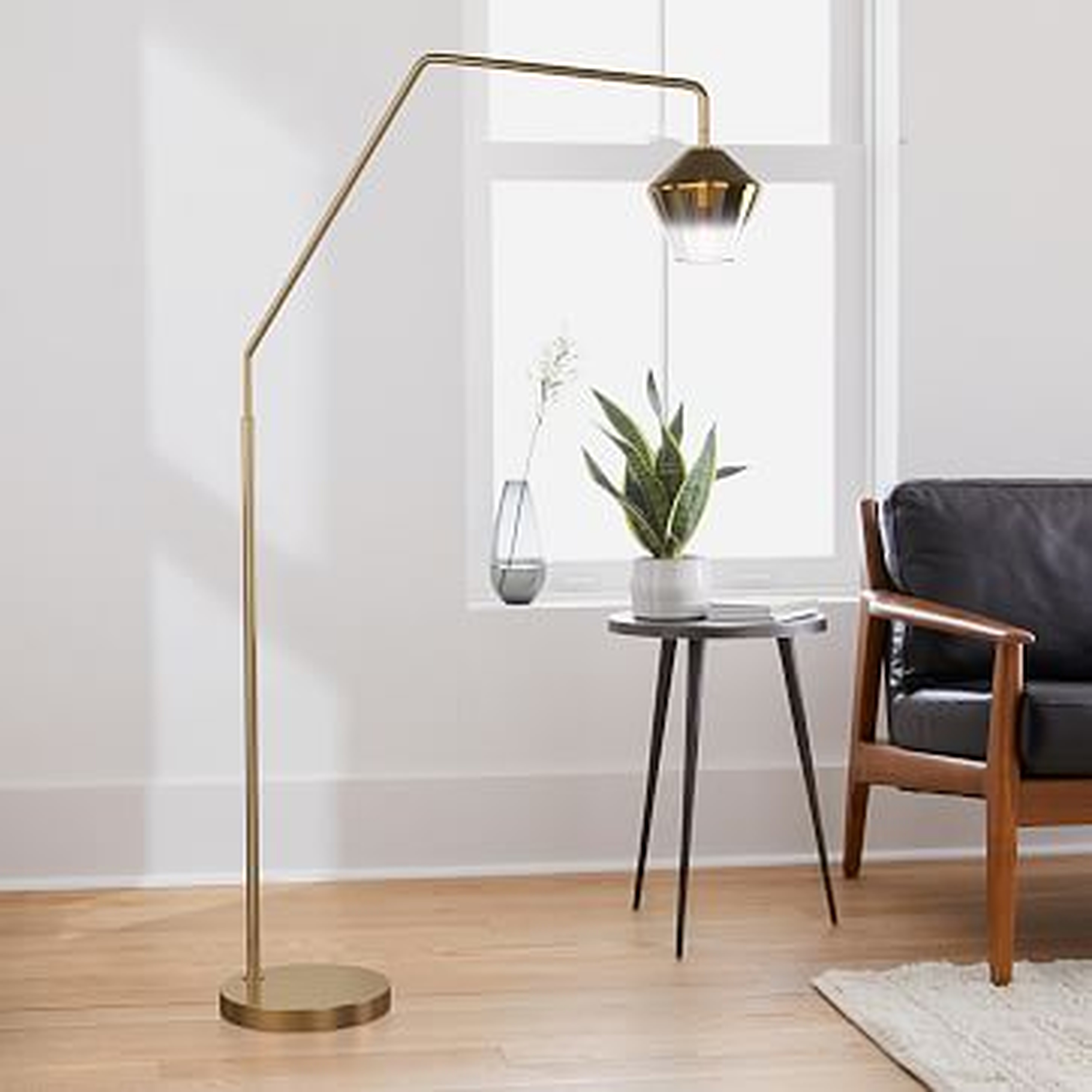 Sculptural Overarching Floor Lamp, Geo Small, Gold Ombre, Antique Brass, 7.5" - West Elm