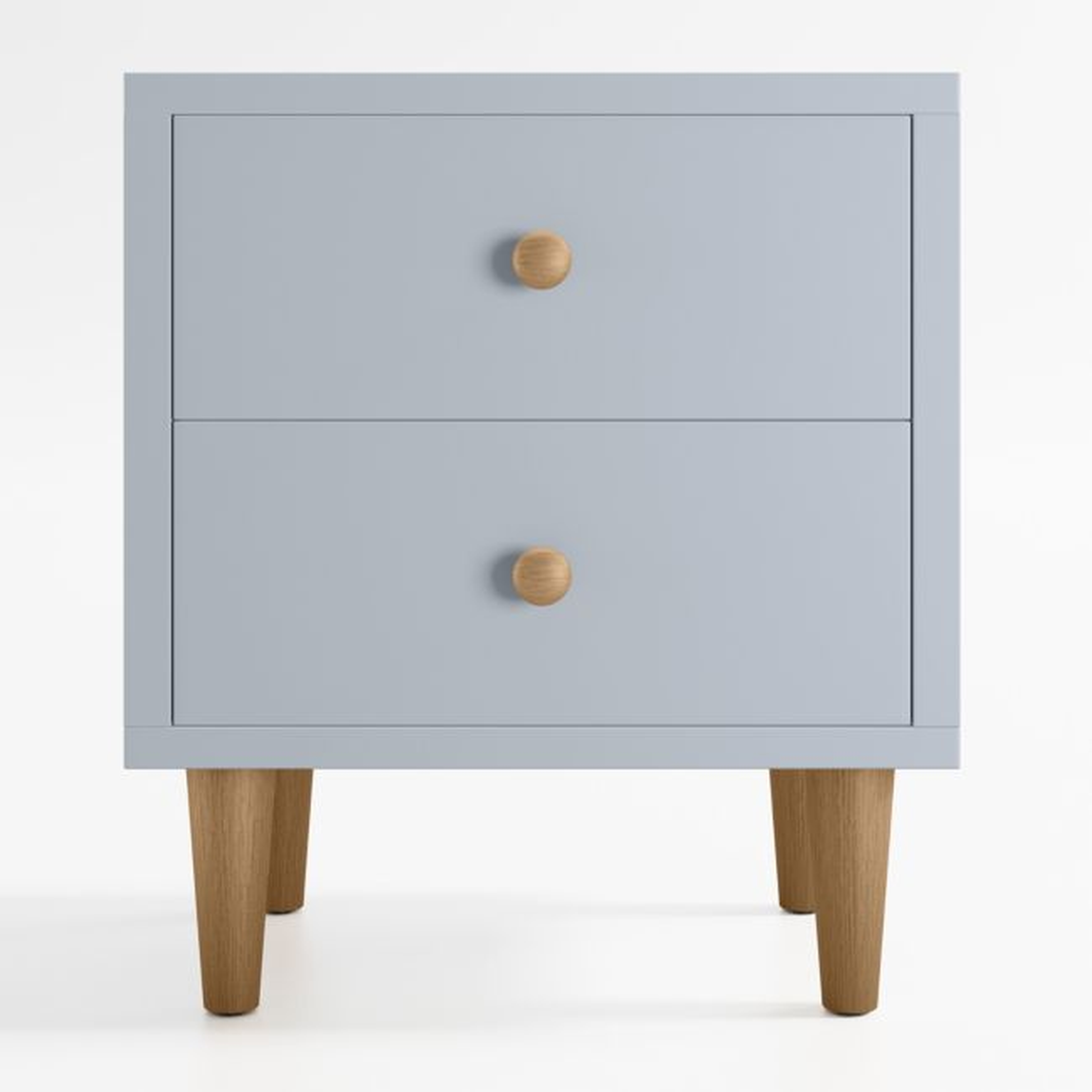 Finn Mist Blue Wood 2-Drawer Kids Nightstand - Crate & Kids
