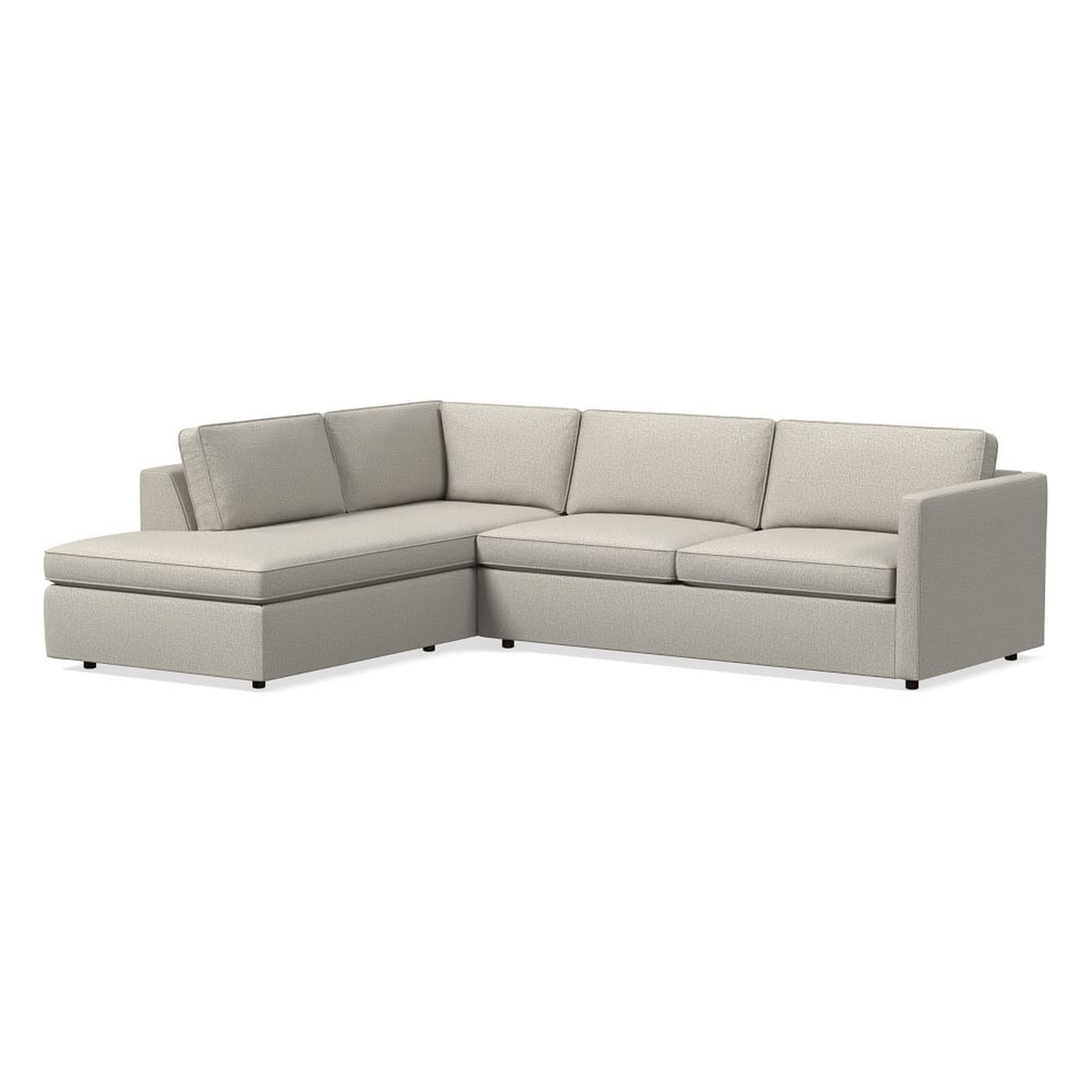 Harris Sectional Set 12: RA 75" Sofa, LA Terminal Chaise, Poly , Performance Twill, Dove, Concealed Supports - West Elm