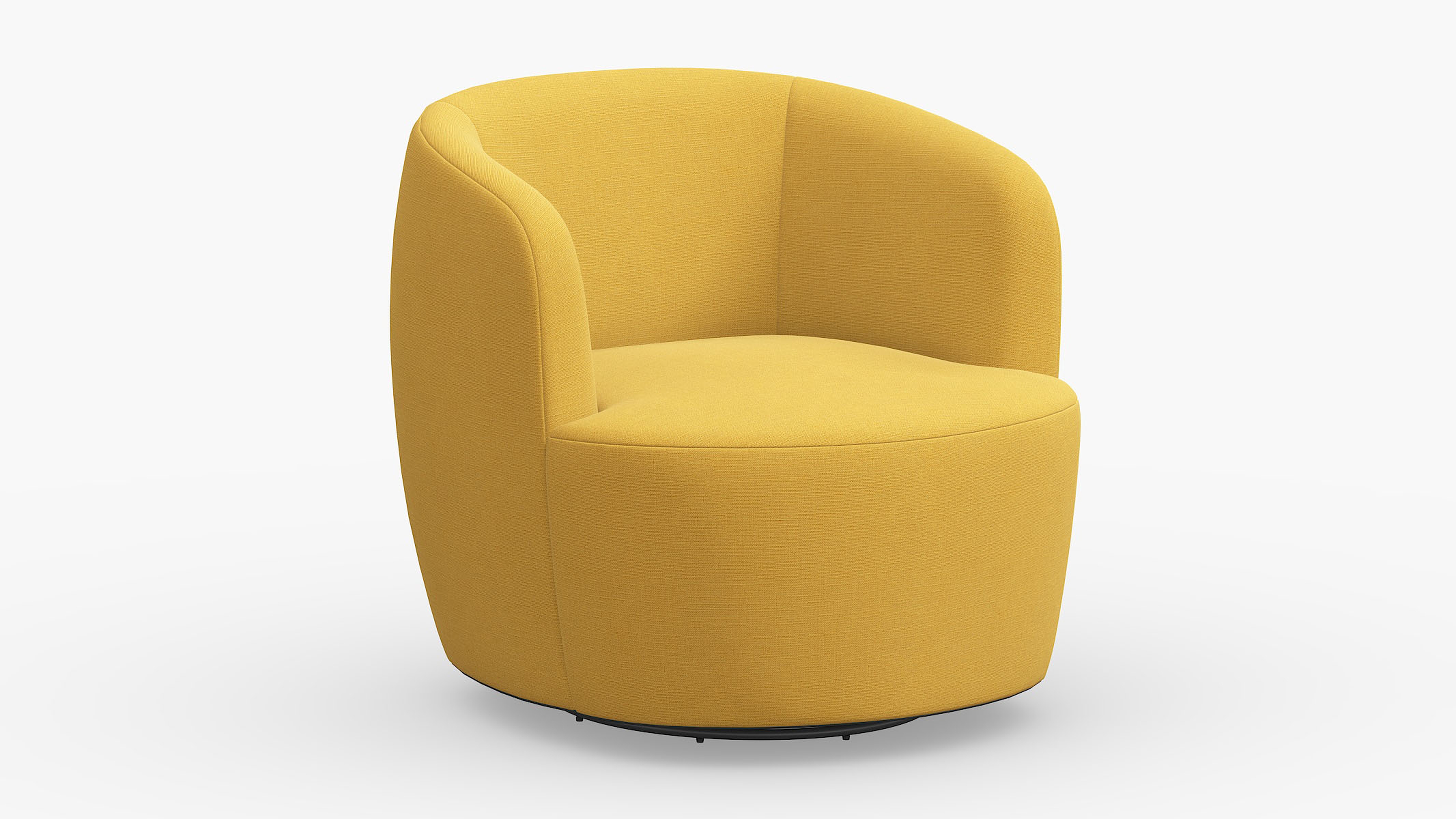 Tub Swivel Chair, French Yellow Everyday Linen - The Inside