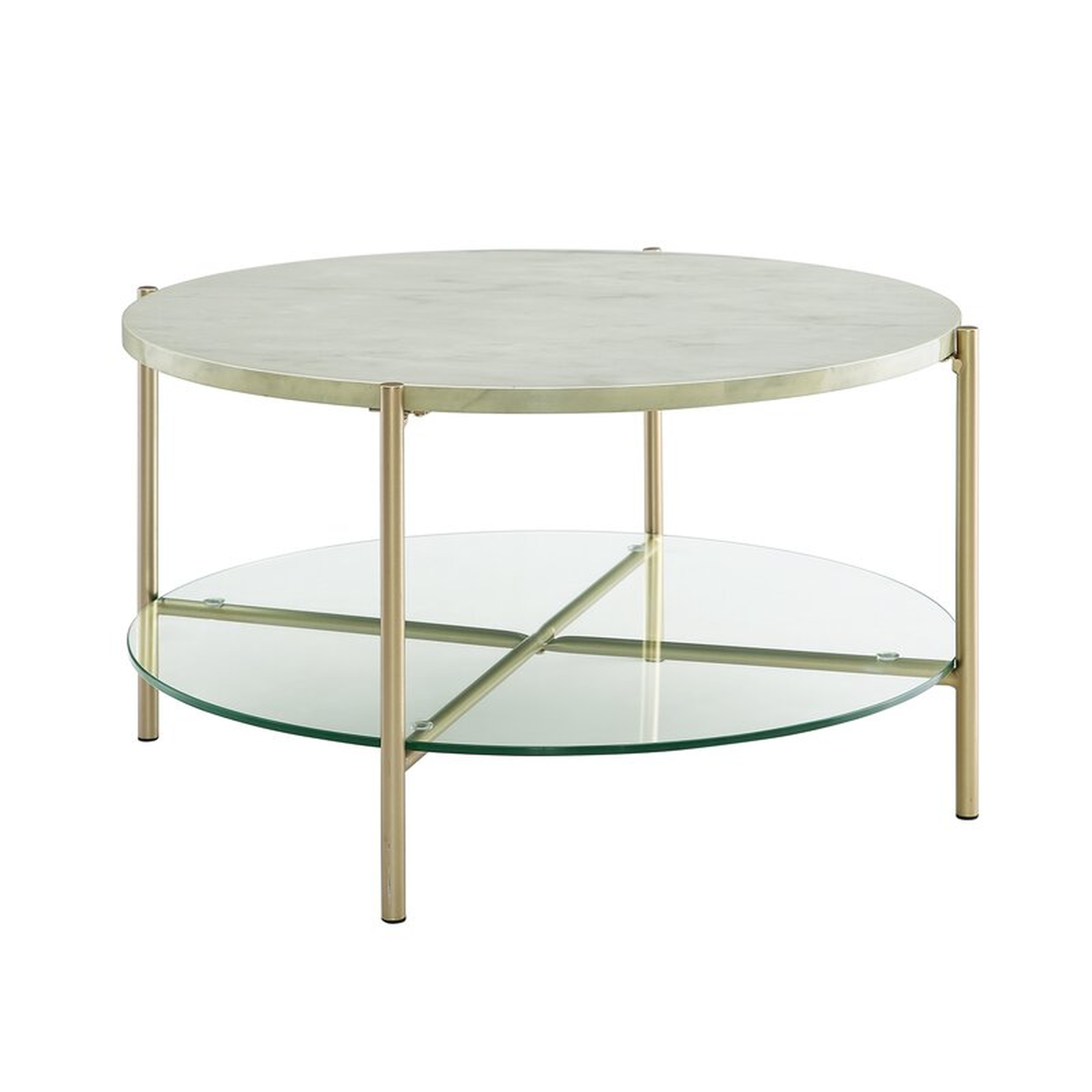 Seyhan Coffee Table with Storage, White Marble & Gold - Wayfair